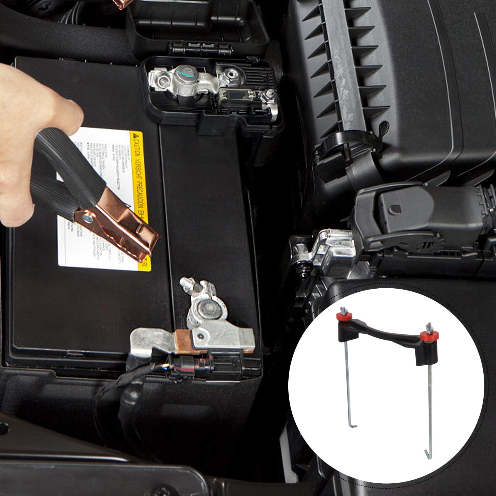 VICASKY Universal Car Battery Hold Down Bracket Kit - Adjustable Battery Stand with Rubber Coupler & Bolts for Secure Storage - Perfect for Vehicle Battery Maintenance & Replacement (Fits 7 Car Models)