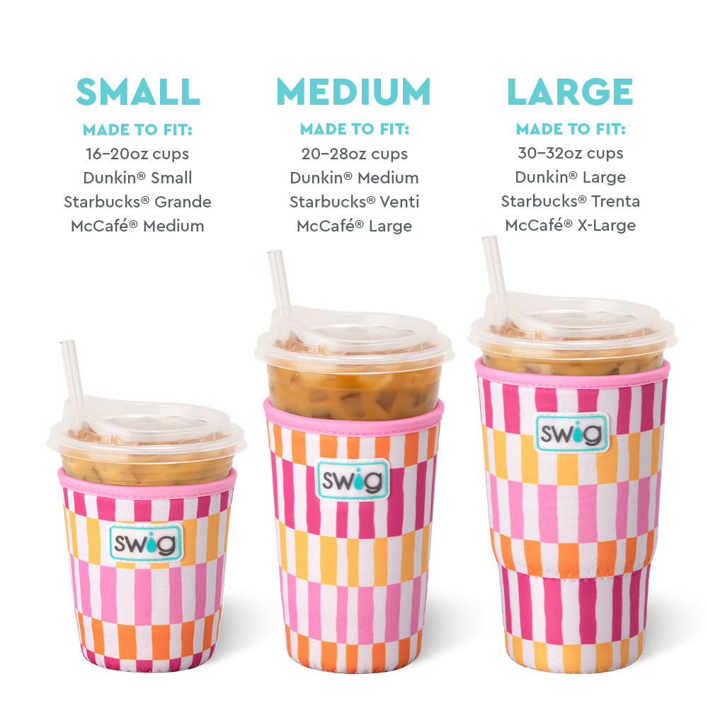 Sherbet Stripe Medium Iced Cup Coolie - Insulated Tumbler for Cold Drinks, Perfect for Summer Picnics, Beach Parties and Outdoor Adventures