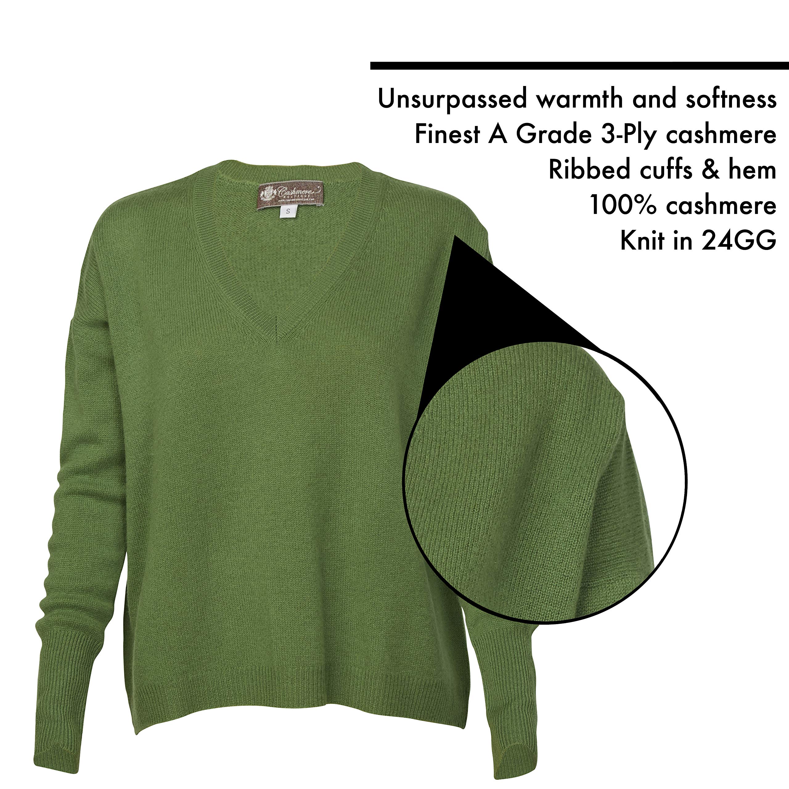 100% Pure Cashmere Women's V-Neck Sweater - Soft Loose Fit Boyfriend Pullover with Long Sleeves | Classic Winter Knitwear for Office, Dating & Casual Outfits