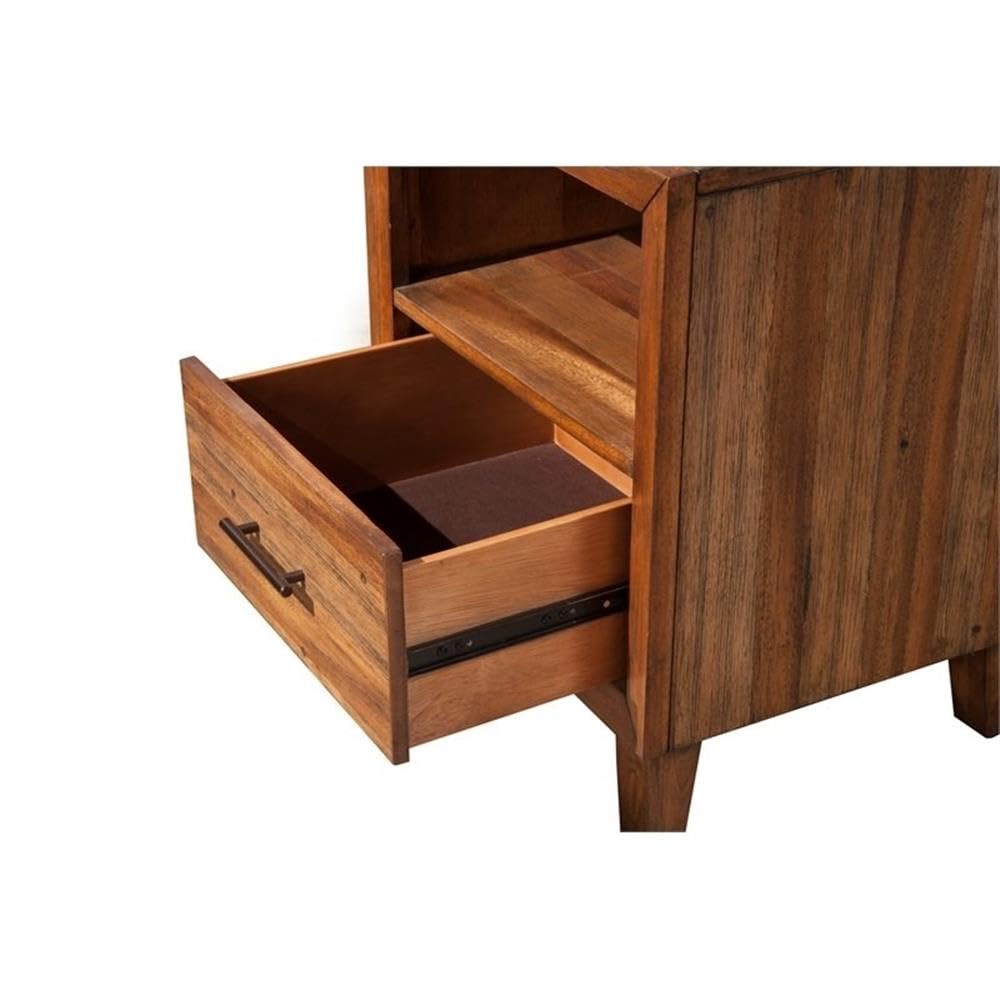 Home Square 2-Piece Bedroom Set - Nightstand & Multifunctional Storage Chest in Rich Toffee Brown | Perfect for Small Spaces, Guest Rooms & Apartment Living
