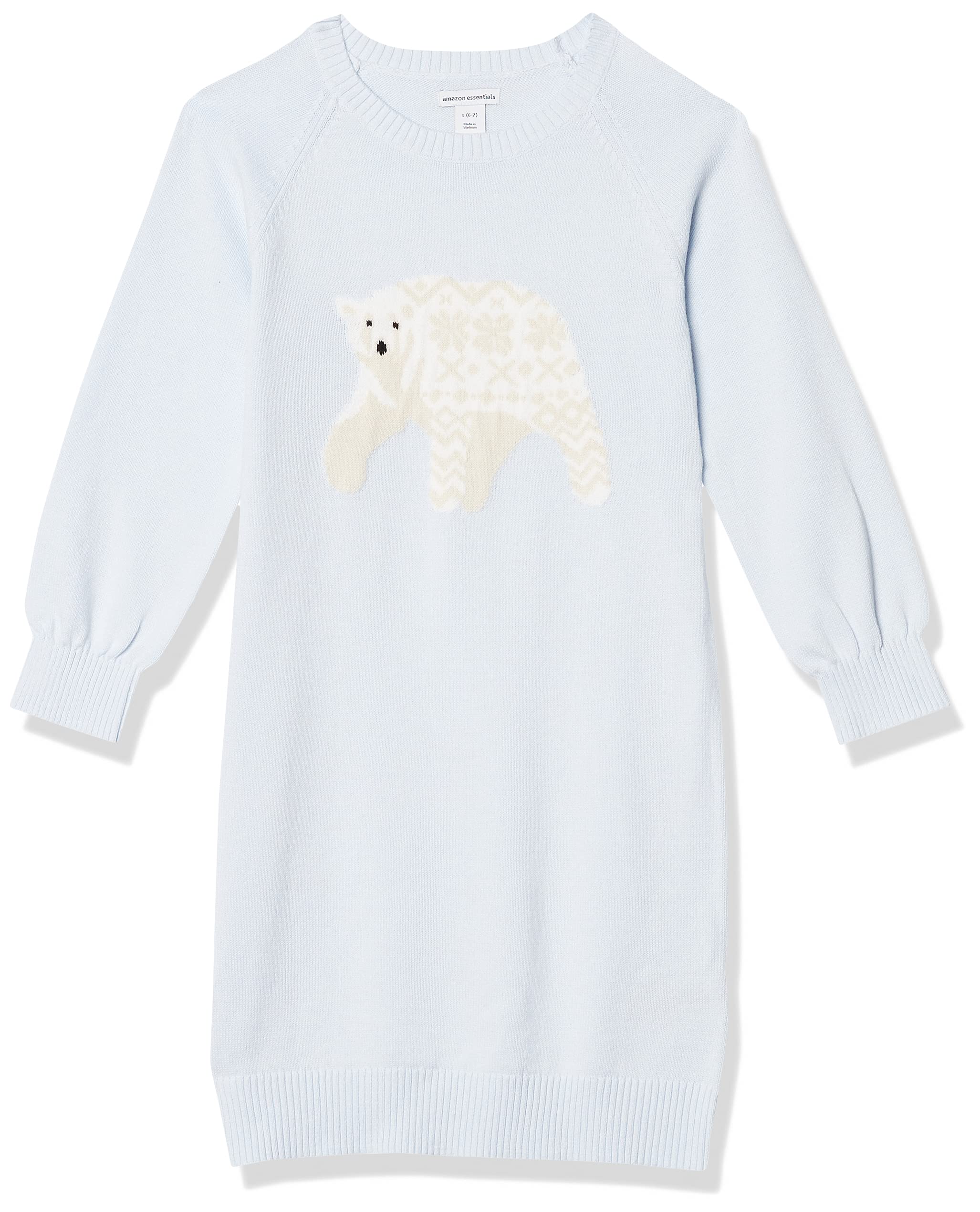 Amazon Essentials Girls' and Toddlers' Raglan Sweater Dress - Soft Long Sleeve Casual Knit Dress for Kids, Perfect for School, Playdates & Family Outings