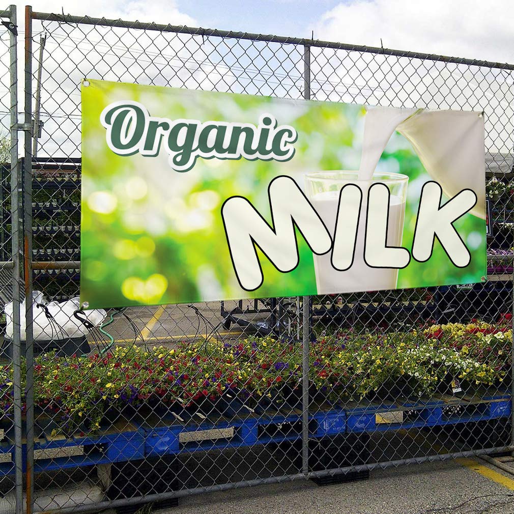 Premium Vinyl Banner - 60x144 Inches, Weatherproof Outdoor Advertising Sign with 10 Grommets for Milk & Beverage Promotion | Ideal for Farmers Markets, Dairy Displays & Industrial Yard Signs