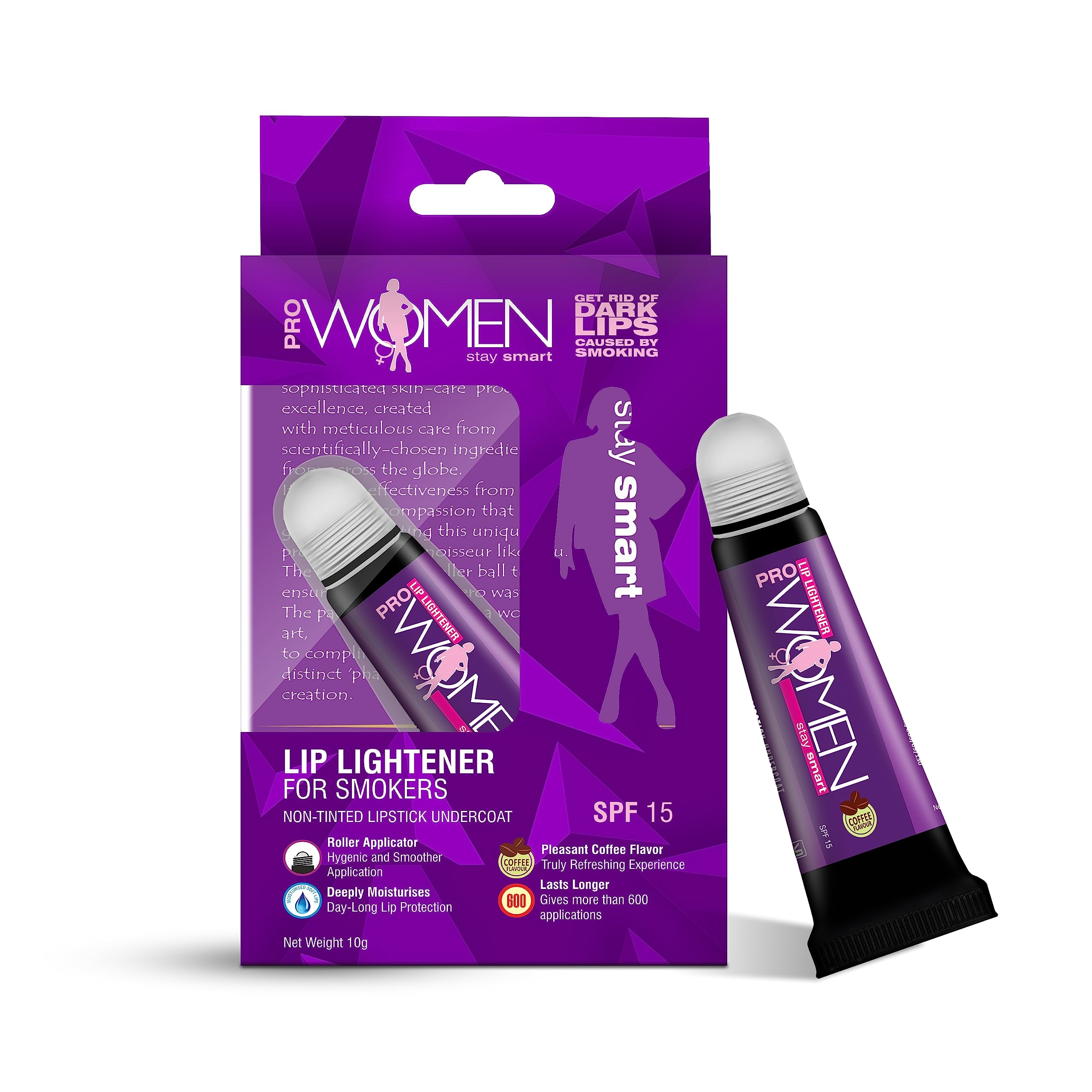 Prowomen SPF15 Lip Lightener Roller for Smokers - Mint Flavored Lip Balm to Relieve Dry, Flaky & Chapped Lips | 10g Coffee Scented Lip Mask for Hydration & Protection - Perfect for Daily Use & Smoking Care