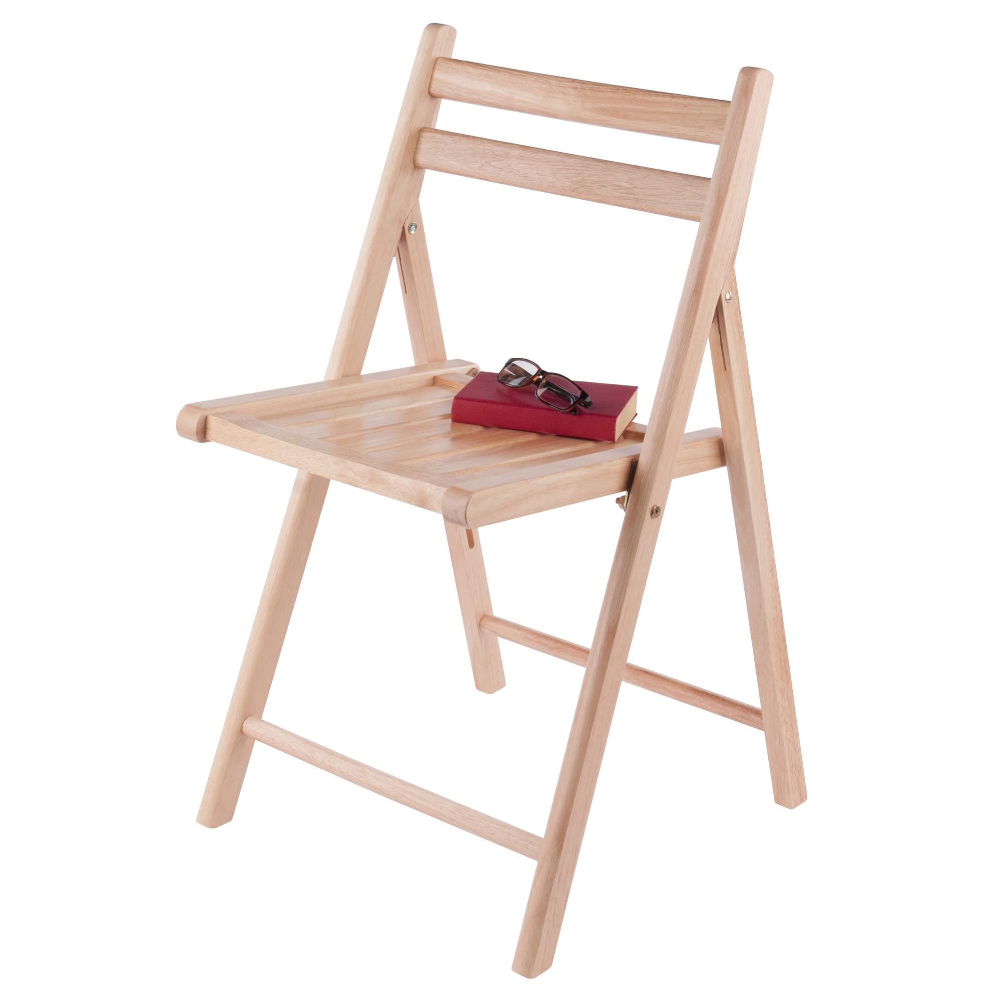Robin 4-Piece Folding Chair Set - Natural Wood Finish, Space-Saving Stackable Design for Indoor/Outdoor Use - Perfect for Dining, Patio, Camping & Events (Set of 4)