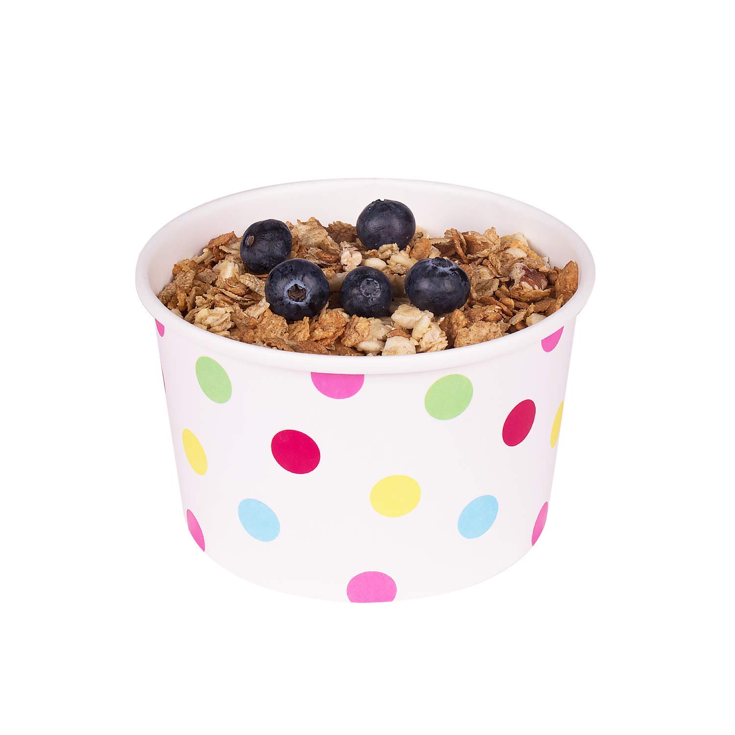 20oz (600 ct) Paper Ice Cream Cups & Soup Bowls - Hot/Cold Food Containers for Ice Cream, Gelato, Yogurt, Soup & Snacks - Perfect for Parties, Catering & Dessert Shops - Dots Design