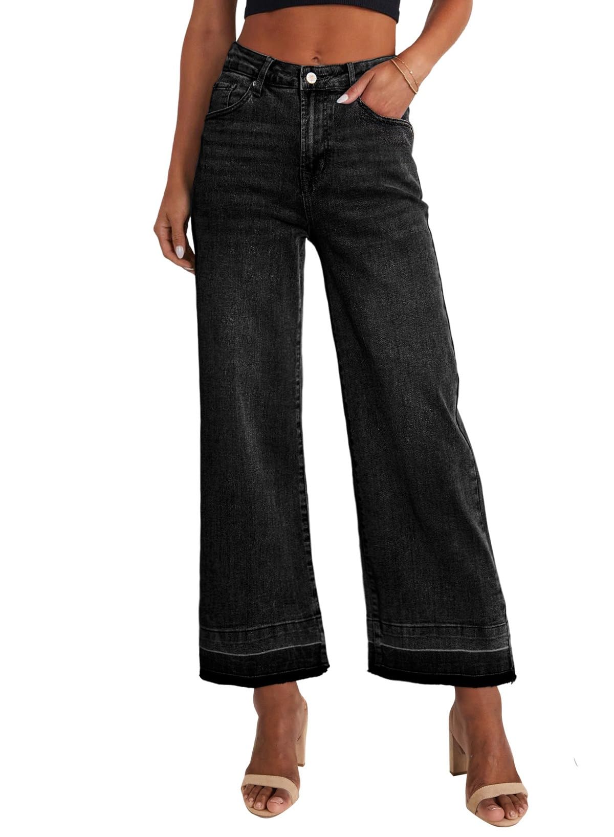 Stylish Women's High Waisted Wide Leg Jeans - Trendy Straight Denim Pants for Casual & Office Wear | Zimbaplatinum Stretch Comfort Fit | Perfect for Everyday Outfits, Date Nights & Work Attire