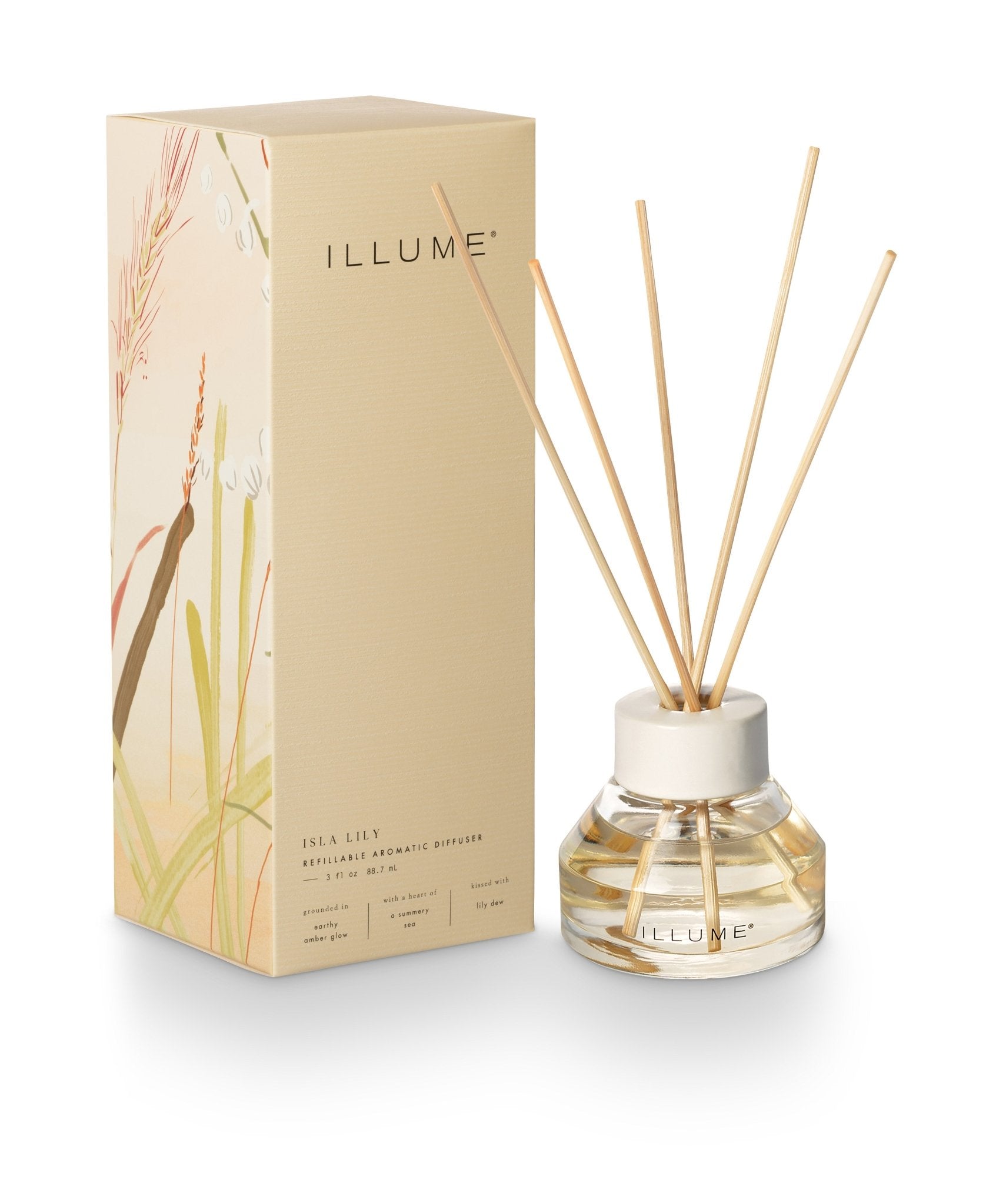 Isla Lily Refillable Aromatic Diffuser - Essential Oil Diffuser for Home, Office & Spa - 100ml Ultrasonic Aromatherapy Humidifier with 7 Color LED Lights - Perfect for Relaxation, Yoga & Meditation