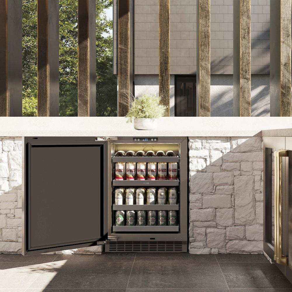 ZLINE Autograph Edition 24 Inch Stainless Steel Beverage Cooler with Touchstone 151 Technology & Champagne Bronze Handle - Perfect for Wine, Beer, and Soda Storage in Home Bars, Kitchens, and Entertainment Spaces