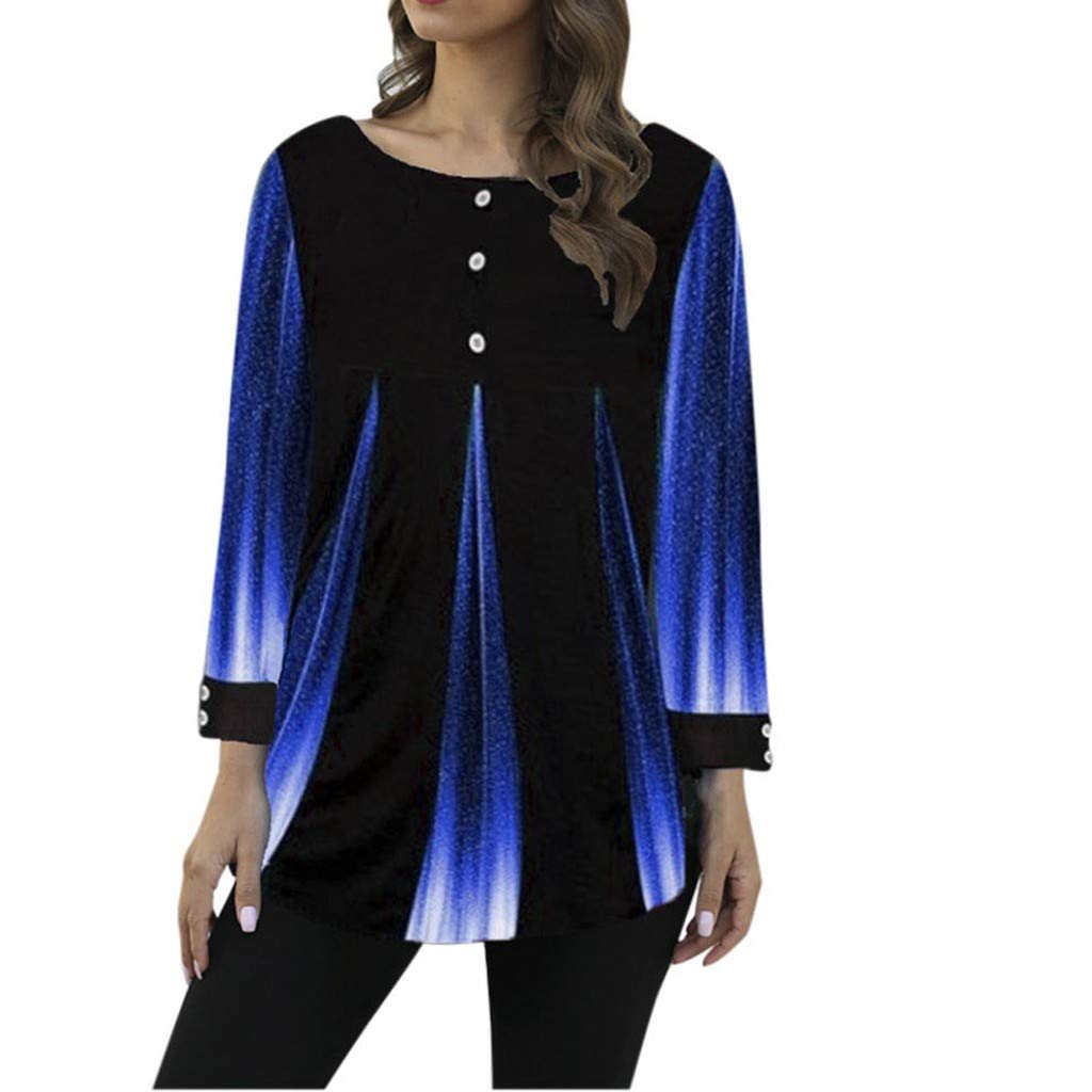 **Women's Casual Loose Fit Long Sleeve T-Shirt - Round Neck Tapered Print Top for Plus Size - Perfect for Everyday Wear, Office & Date Nights**