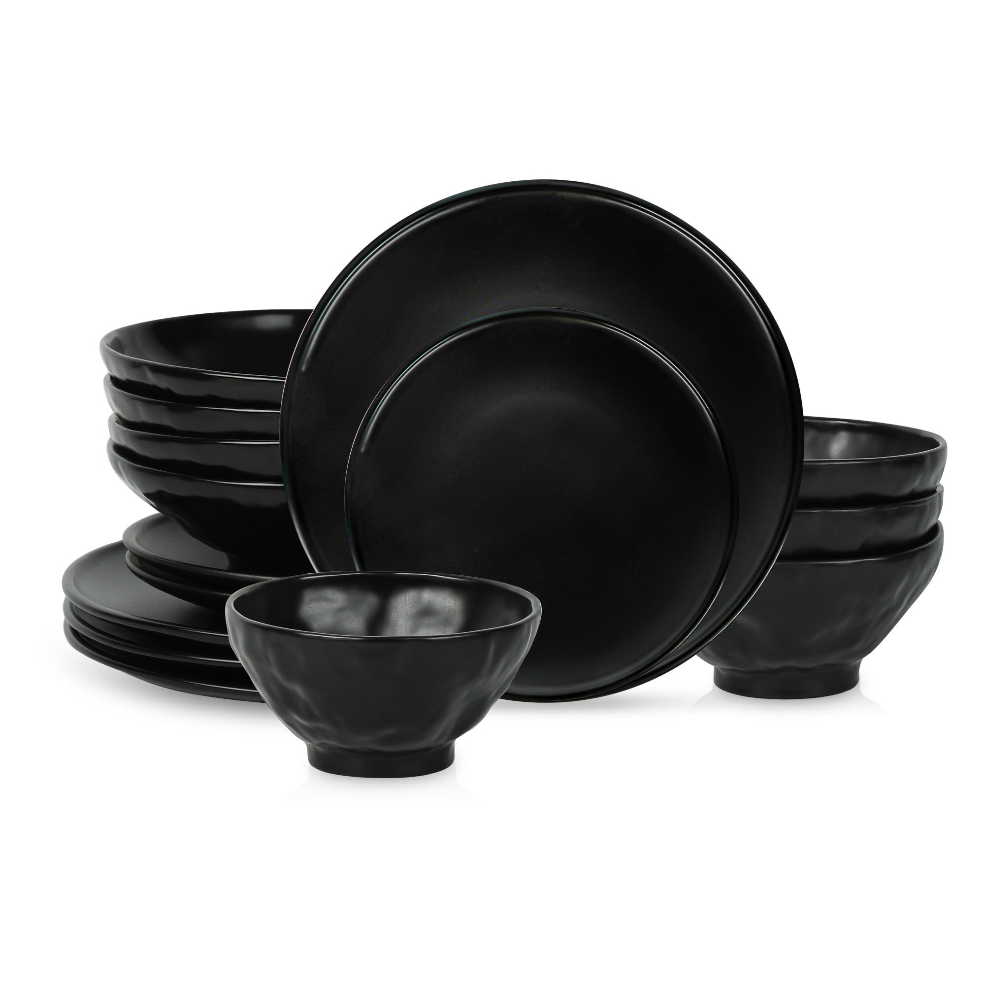 Premium Nendo Stoneware Dinnerware Set - Elegant Black Ceramic Plates, Bowls & Cups for Modern Dining | Perfect for Restaurants, Home Entertaining & Everyday Use