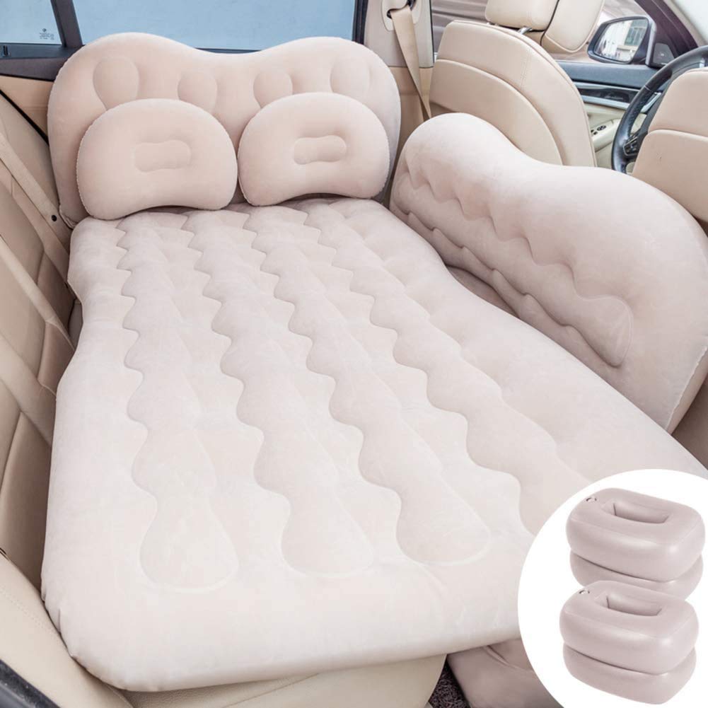 Inflatable Car Air Mattress with Built-in Pump - Portable Camping Bed for SUV & Backseat Travel - Waterproof Inflatable Mattress for Road Trips, Camping & Outdoor Adventures