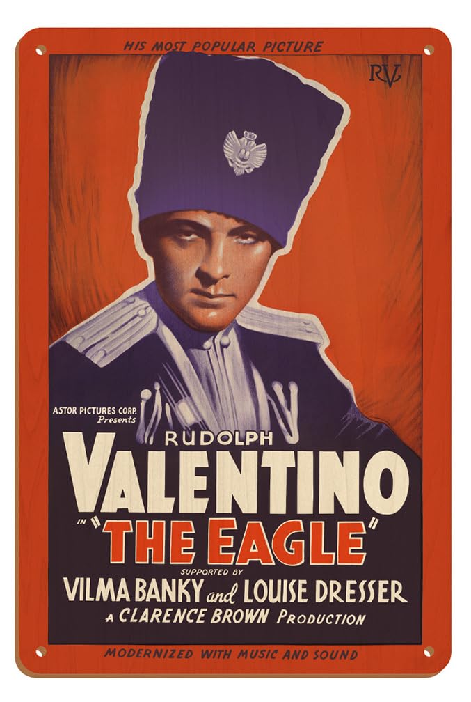 Vintage 1925 The Eagle Movie Poster 8x12 Inch - Rudolph Valentino, Vilma Banky & Louise Dresser Film Art - Classic Silent Cinema Decor for Home Theater & Collector's Wall Display