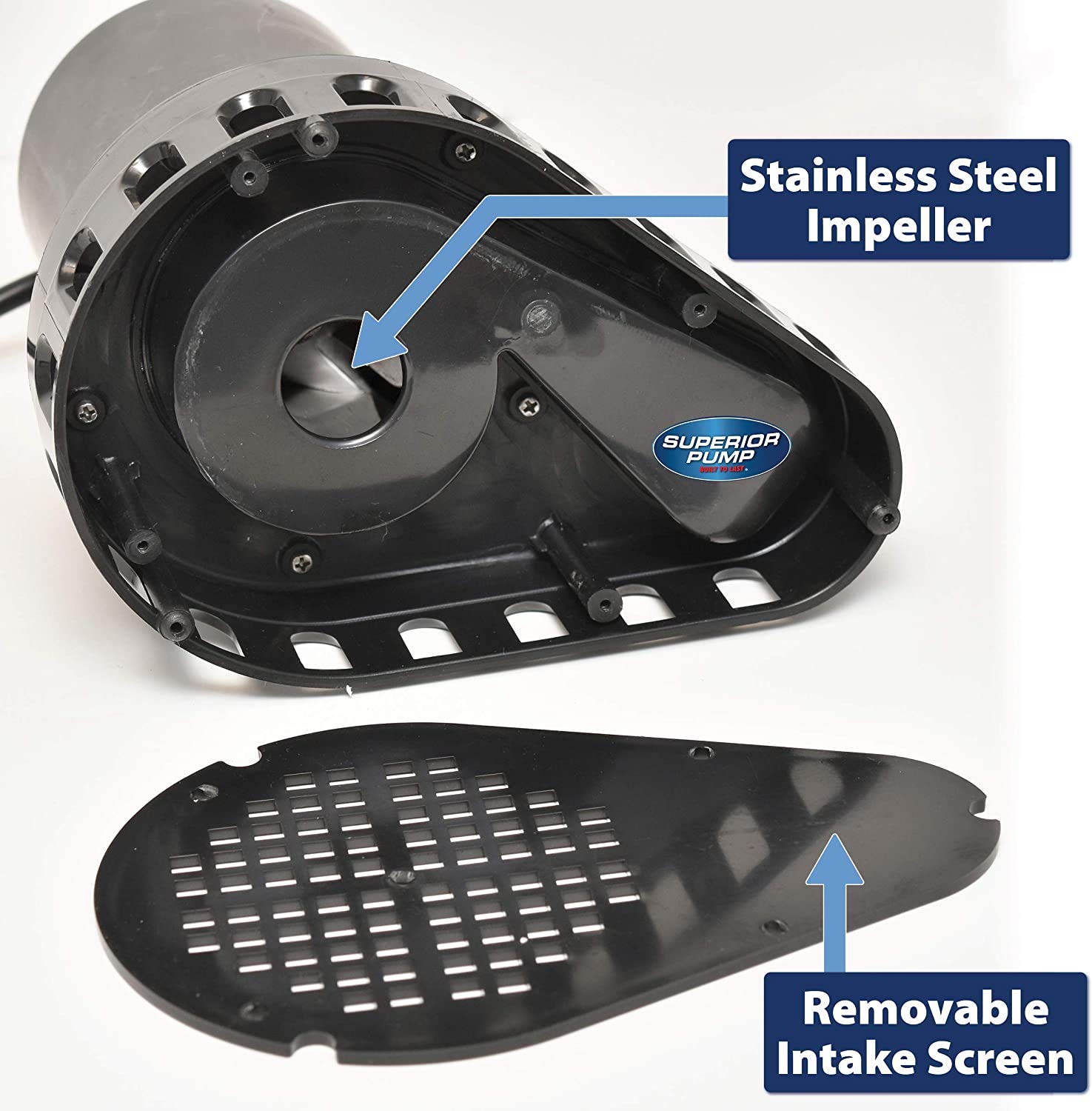 Superior Pump 92570 1/2 HP Thermoplastic Submersible Sump Pump with Tethered Float Switch - Heavy Duty Water Removal for Basements, Crawl Spaces & Flooded Areas