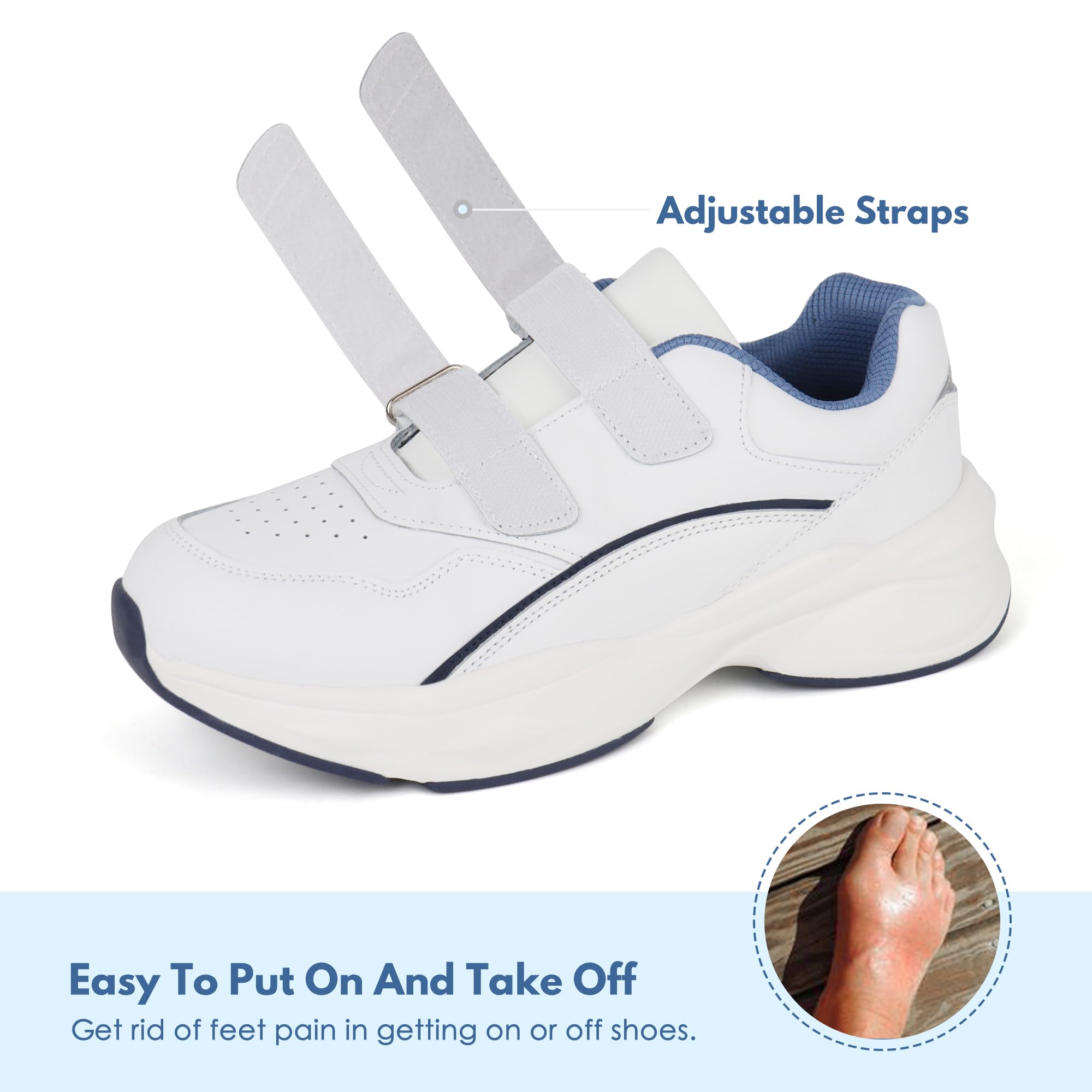 **Diabetic Walking Shoes for Women - Orthopedic Leather Shoes with Wide Toe Box - Comfortable for Daily Walking & Diabetic Foot Care**