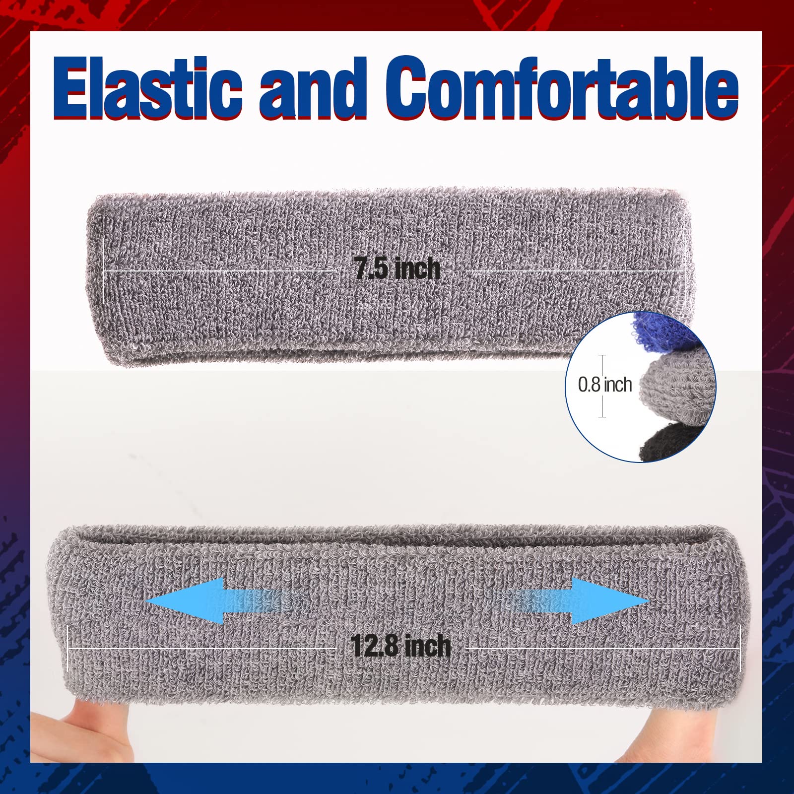 Breathable Sweatbands for Men & Women - Moisture Wicking Sports Headband, Cotton Athletic Hairband for Running, Cycling, Yoga & Gym - Stay Dry During Workouts & Spa Sessions