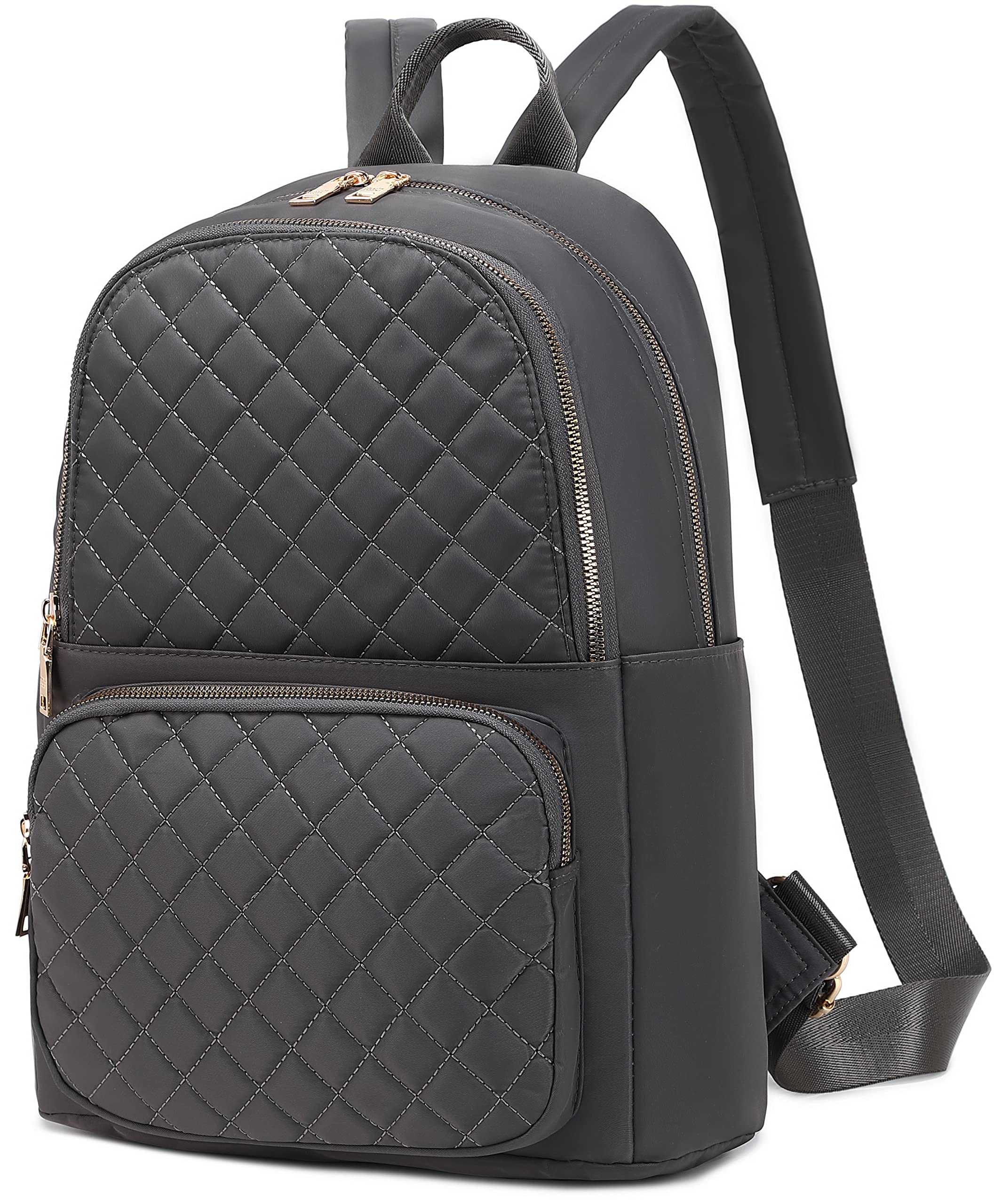 Gazigo Women's Travel Backpack - Lightweight Nylon Shoulder Bag, Small Casual Daypack for Women (X-Large Quilted Grey) - Perfect for Work, Gym & Weekend Getaways