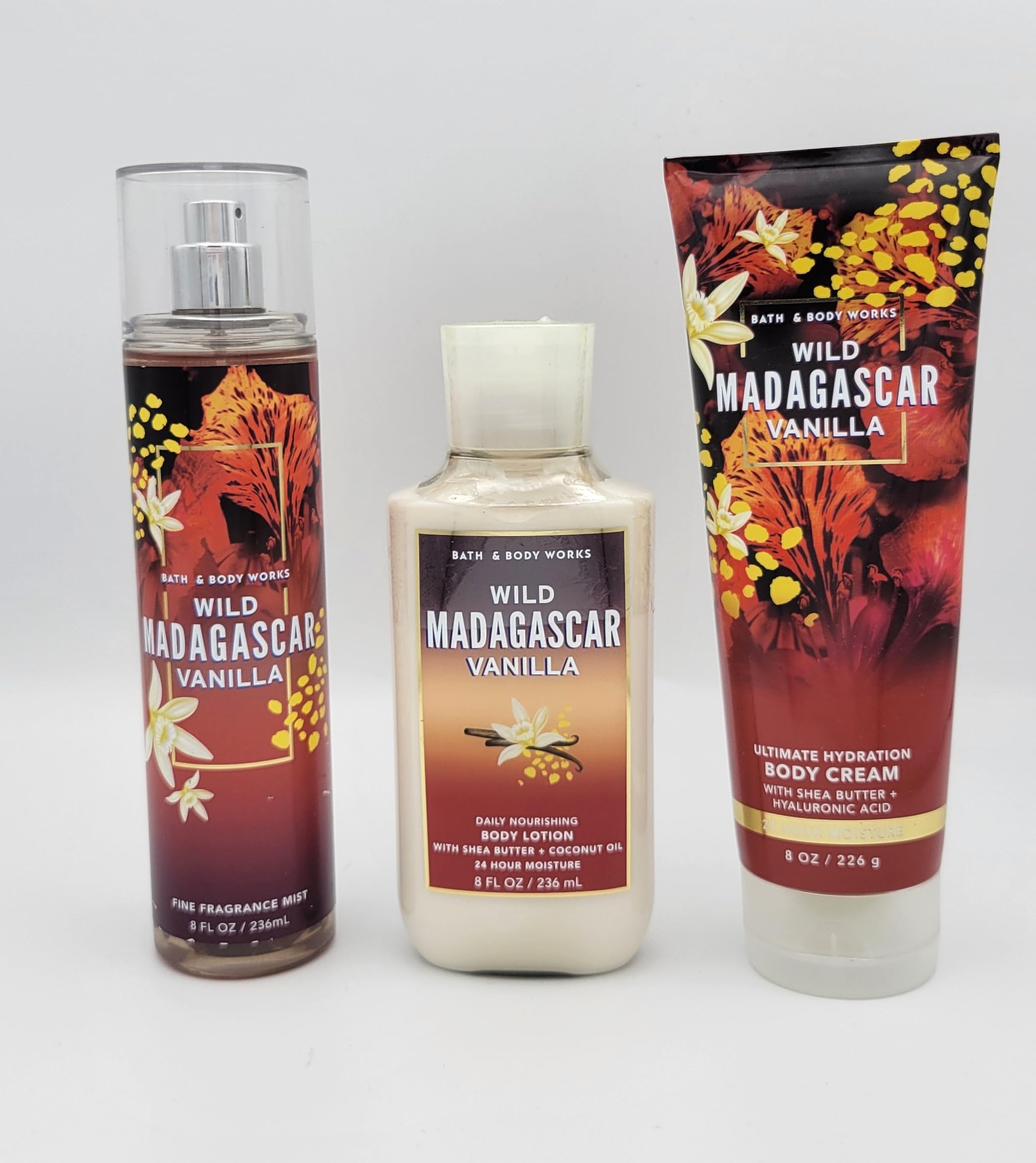 Madagascar Vanilla 3-Piece Bath & Body Gift Set - Fragrance Mist, Body Lotion & Cream (8 oz Each) | Luxurious Moisturizing Skincare for Women, Perfect for Spa Day & Self-Care Gifts