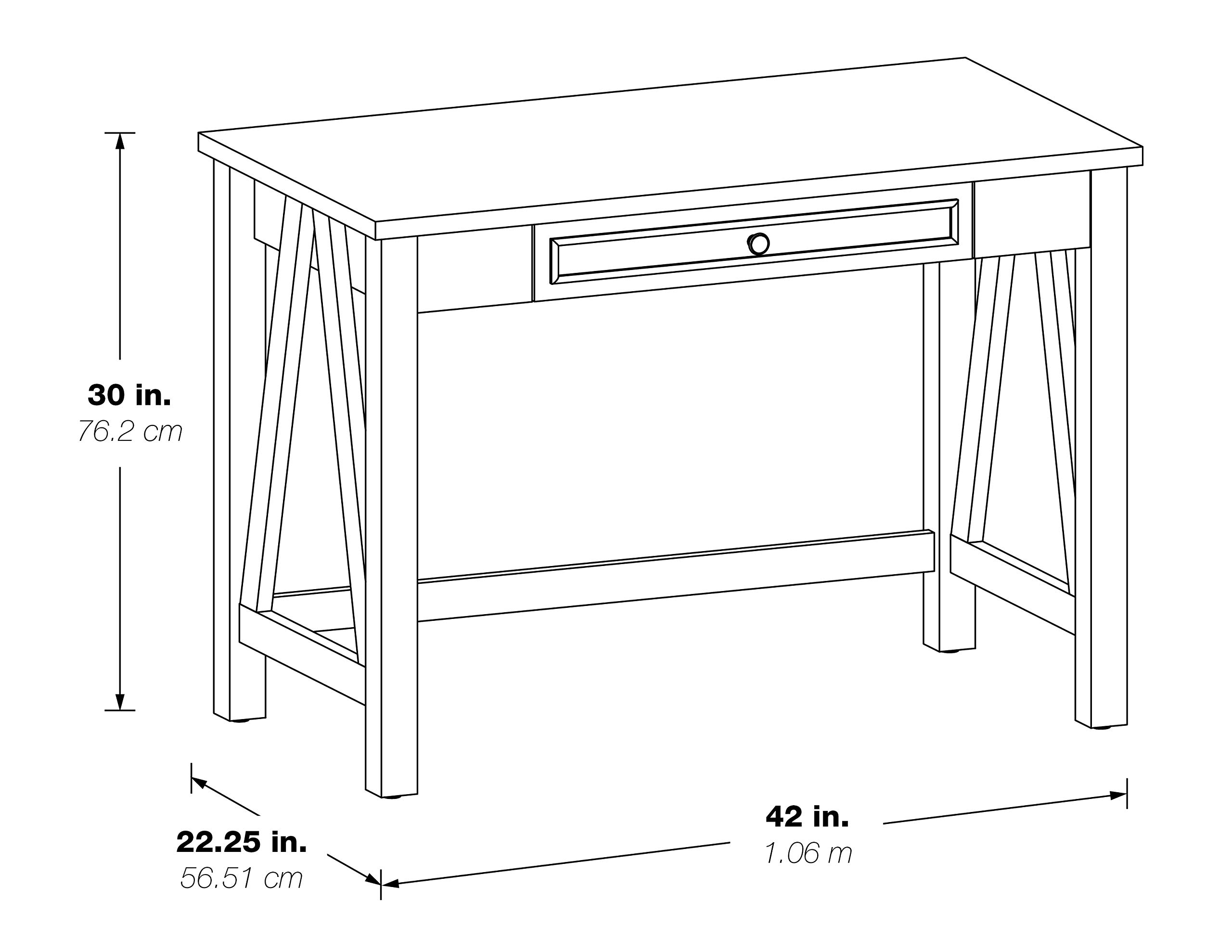 OSP Home Furnishings Braydon 42-Inch Wide Writing Desk in Grey Oak - Modern Home Office Desk for Study, Work & Remote Learning