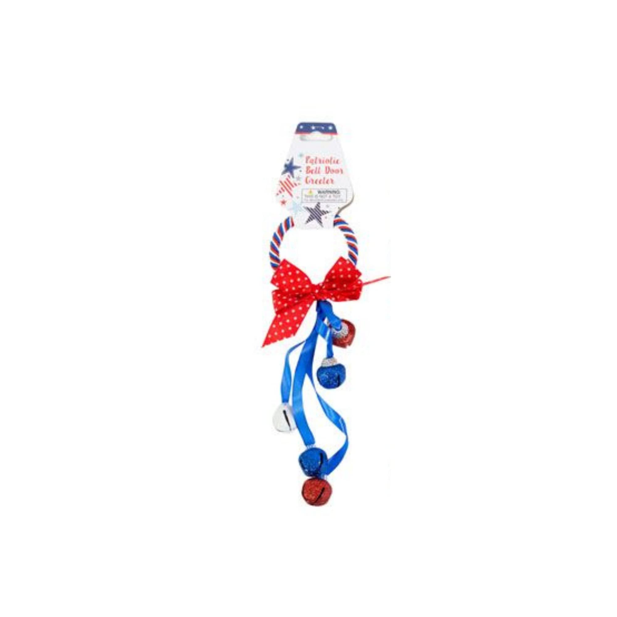 Patriotic Glittery Red White & Blue Door Knob Hanger - 3 Pack with Red & Blue Bow | Festive Holiday Welcome Greeter for Independence Day, Memorial Day & 4th of July Decorations