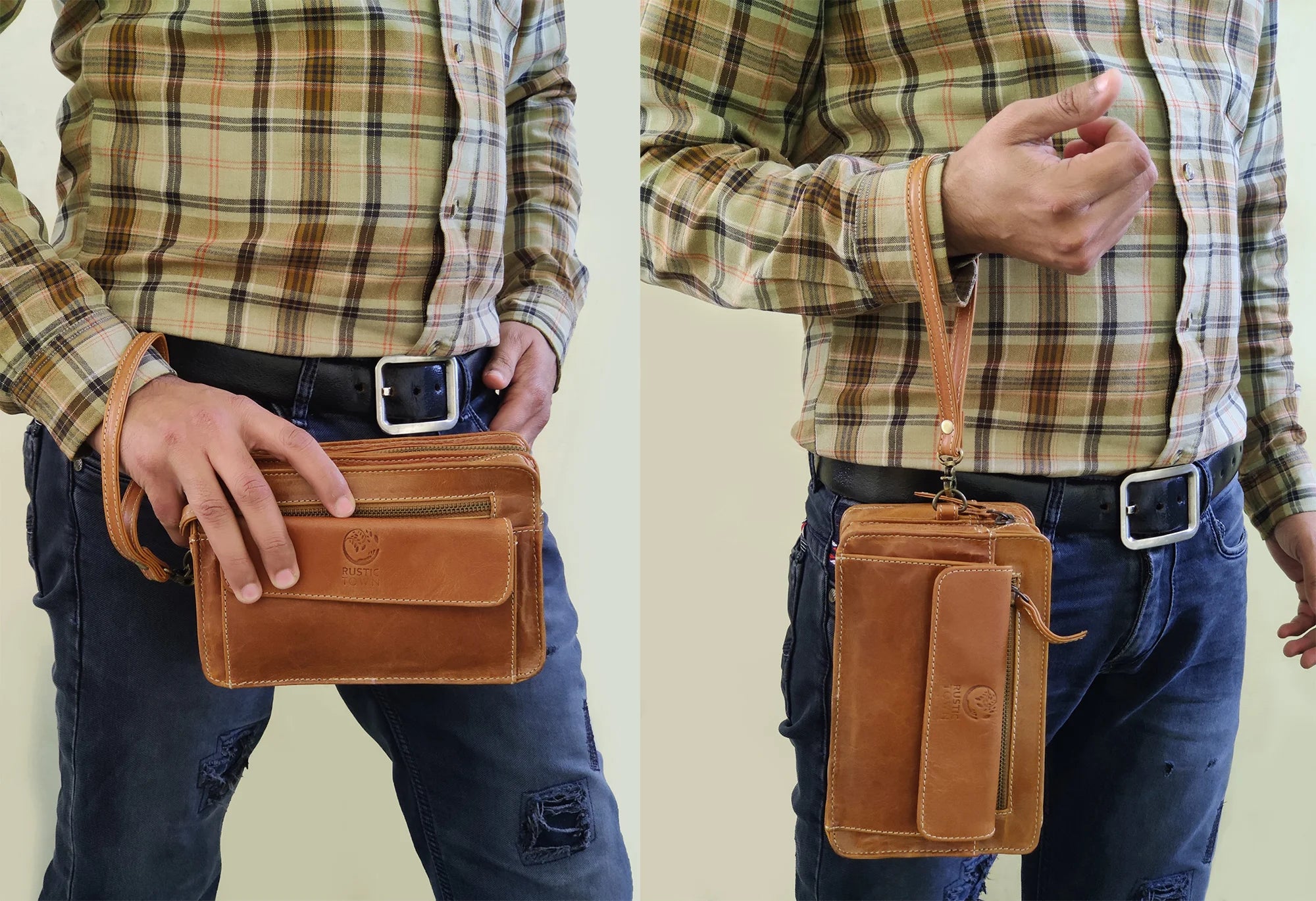 Premium Men's Leather Wrist Wallet - Slim RFID Blocking Travel Pouch for Cash, Cards & Essentials | Perfect for Gym, Travel & Everyday Use