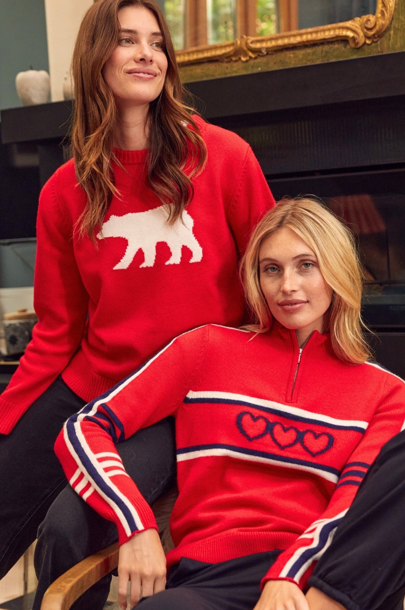 Premium Merino Wool Polar Bear Sweater for Women & Men - Soft & Warm Red/Cream Knit Pullover - Perfect for Winter, Christmas & Cozy Outfits
