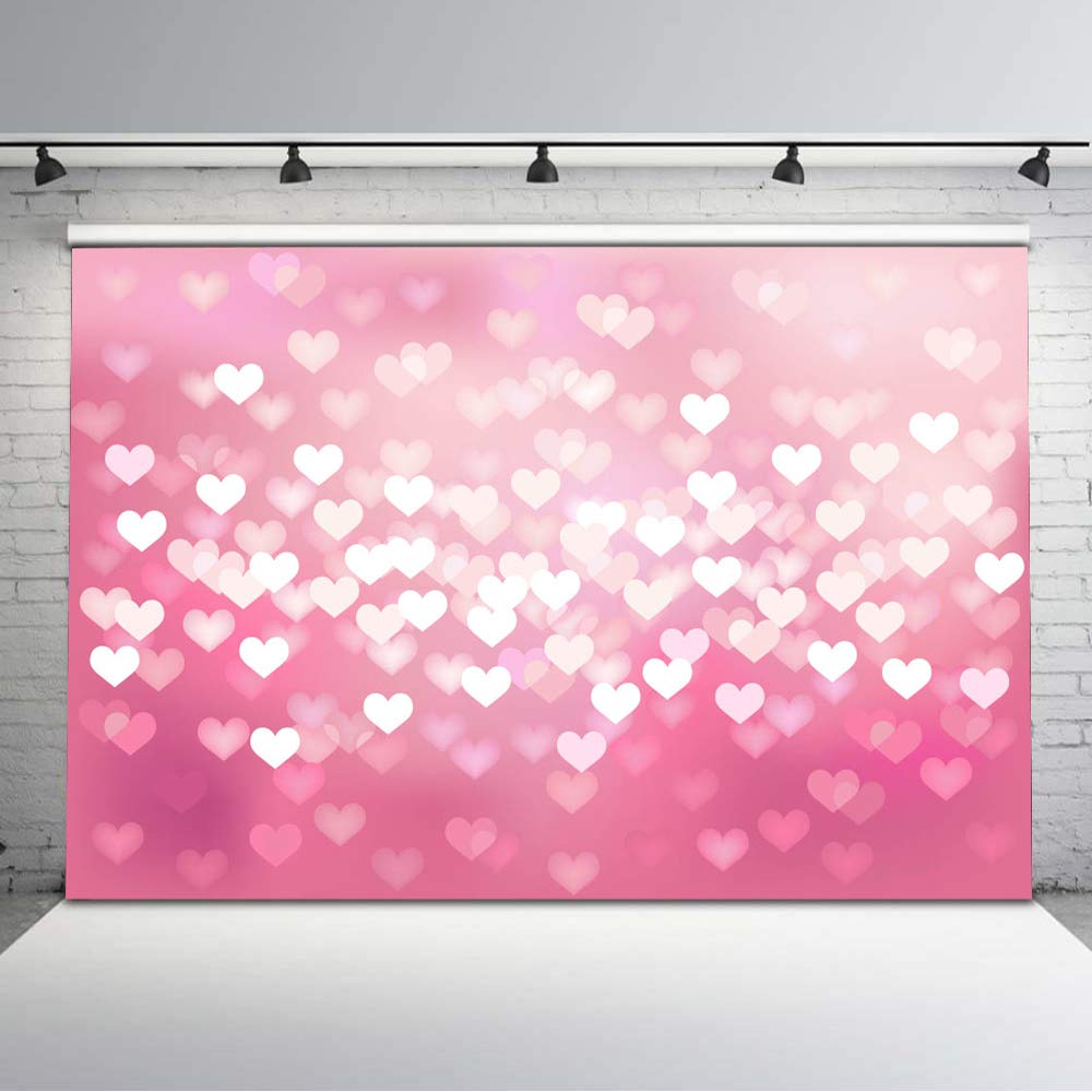 **Avezano 8x6ft Pink Bokeh Sparkle Heart Photography Backdrop - Vinyl Newborn Baby Shower & Valentine's Day Decor Background for Parties, Events, and Photo Shoots**