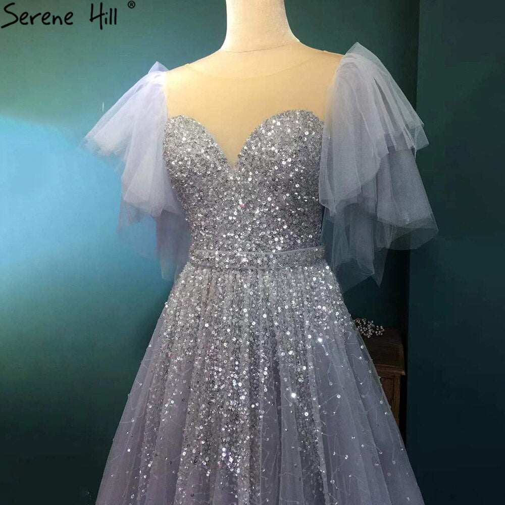 Serene Hill Lilac Luxury A-Line Evening Dresses for Women 2025 - Beaded Sparkle Sexy Gowns for Prom, Party & Special Occasions - LA71354A