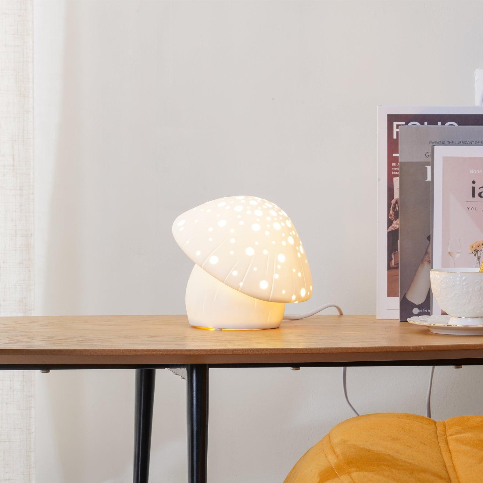 Modern White Table Lamp - Elegant Home & Office Lighting for Bedroom, Living Room, Study - Energy Efficient LED Desk Lamp with Adjustable Brightness