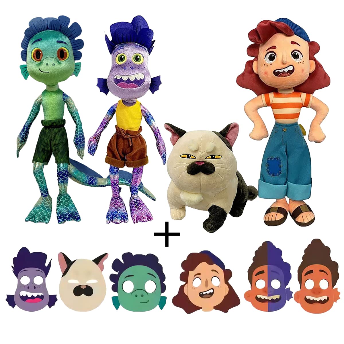 Luca Sea Monster Plush Toy with Removable Mask - Soft Stuffed Animal Doll for Kids & Collectors | Perfect Gift for Luca Fans, Birthday Parties & Disney Movie Lovers