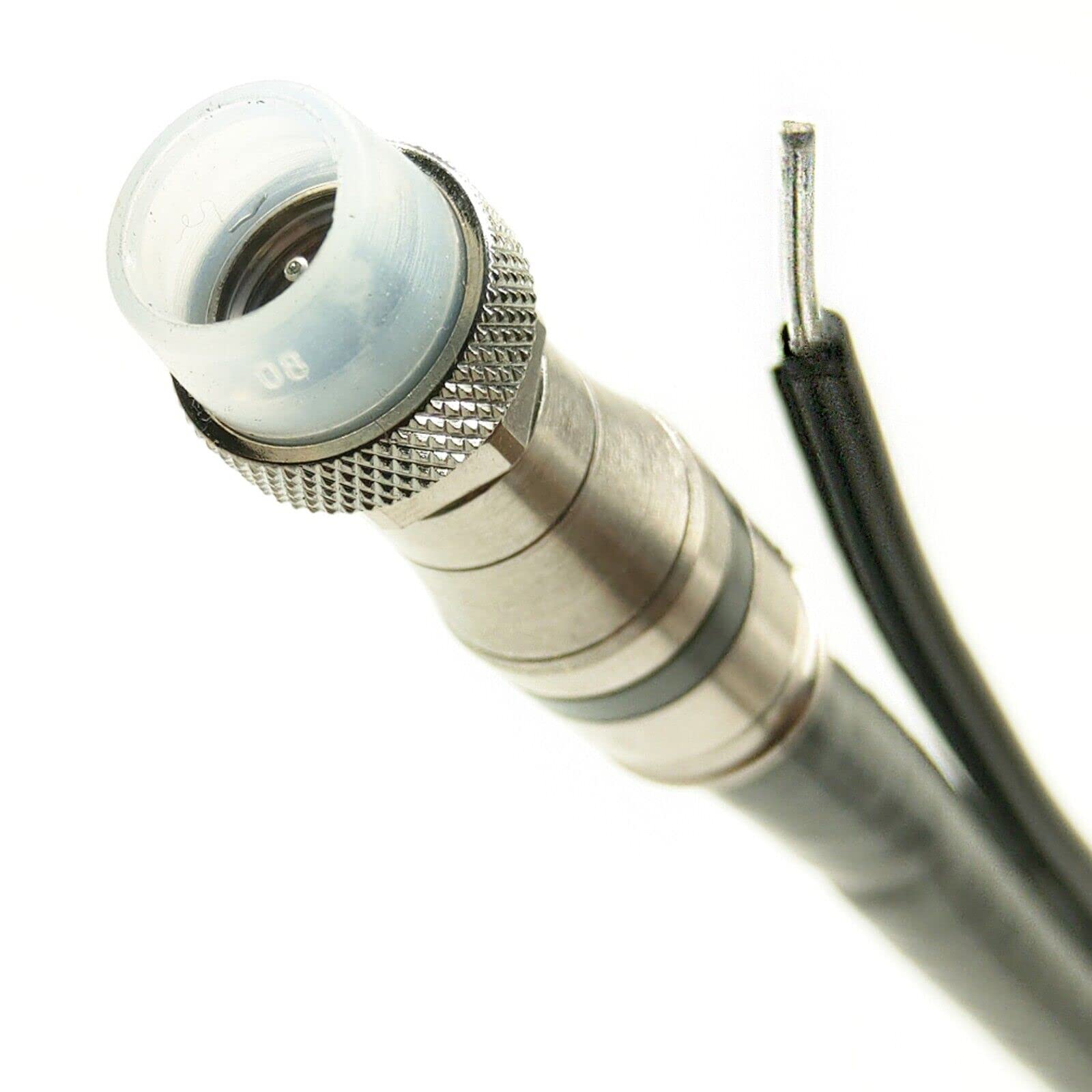 Phat Satellite INTL RG11 Quad Shield Coaxial Cable 75 Ohm - Weatherproof Outdoor Coax Cable with Compression Fittings for UHF VHF HDTV CATV Antenna & Digital TV - Made in USA (75ft Black) - Perfect for Long-Distance Signal Transmission & Outdoor TV Installations