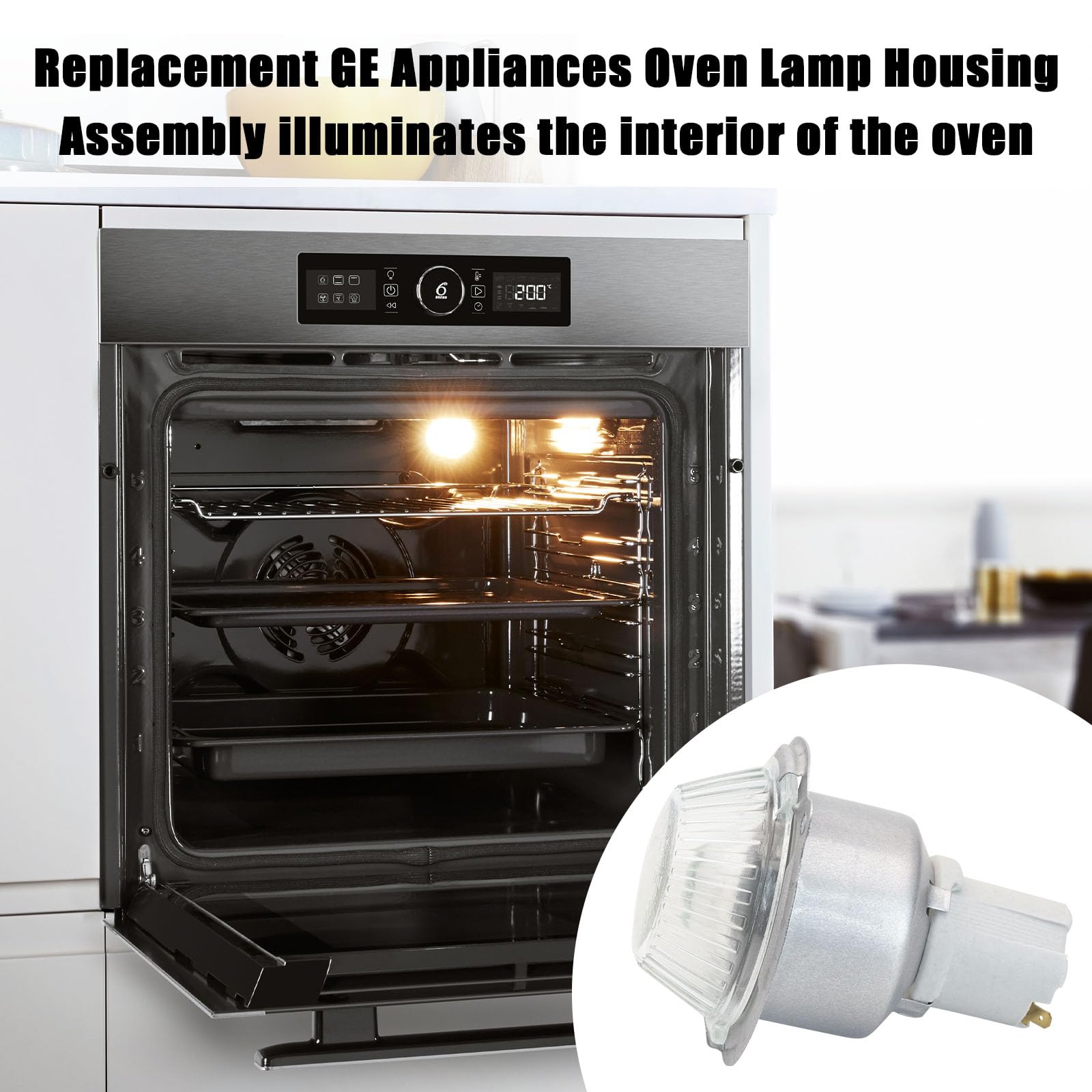 WB08T10002 Oven Lamp Holder & Light Bulb Replacement - Compatible with GE, Kenmore Ovens (769452, AH230438, EA230438) - Perfect for Wall Oven Lighting & Kitchen Appliance Repair