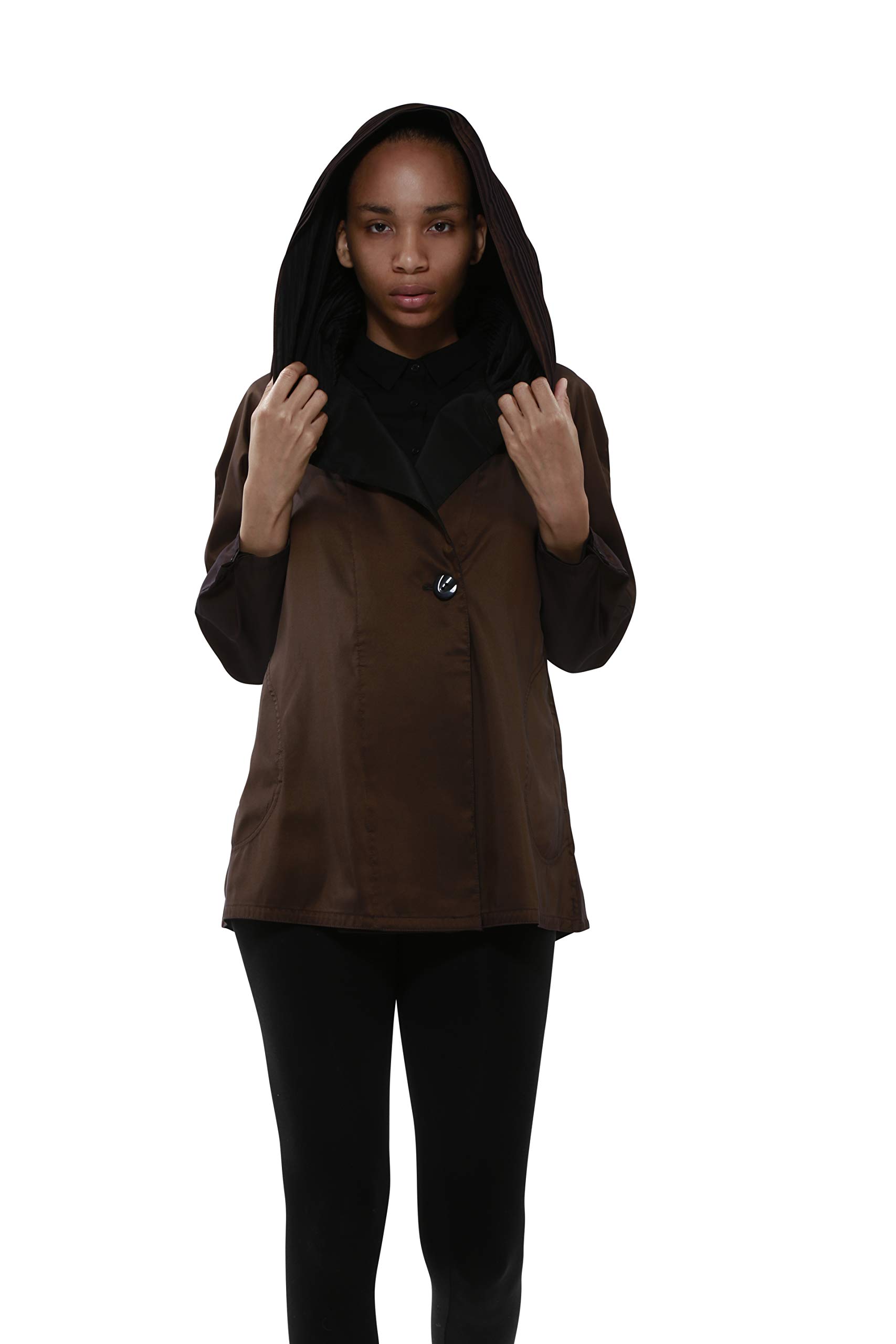 Stylish Mini Donatella Waterproof Raincoat for Women - Lightweight Travel Rain Jacket with Hood - Perfect for Outdoor Adventures, Commuting & Rainy Day Fashion