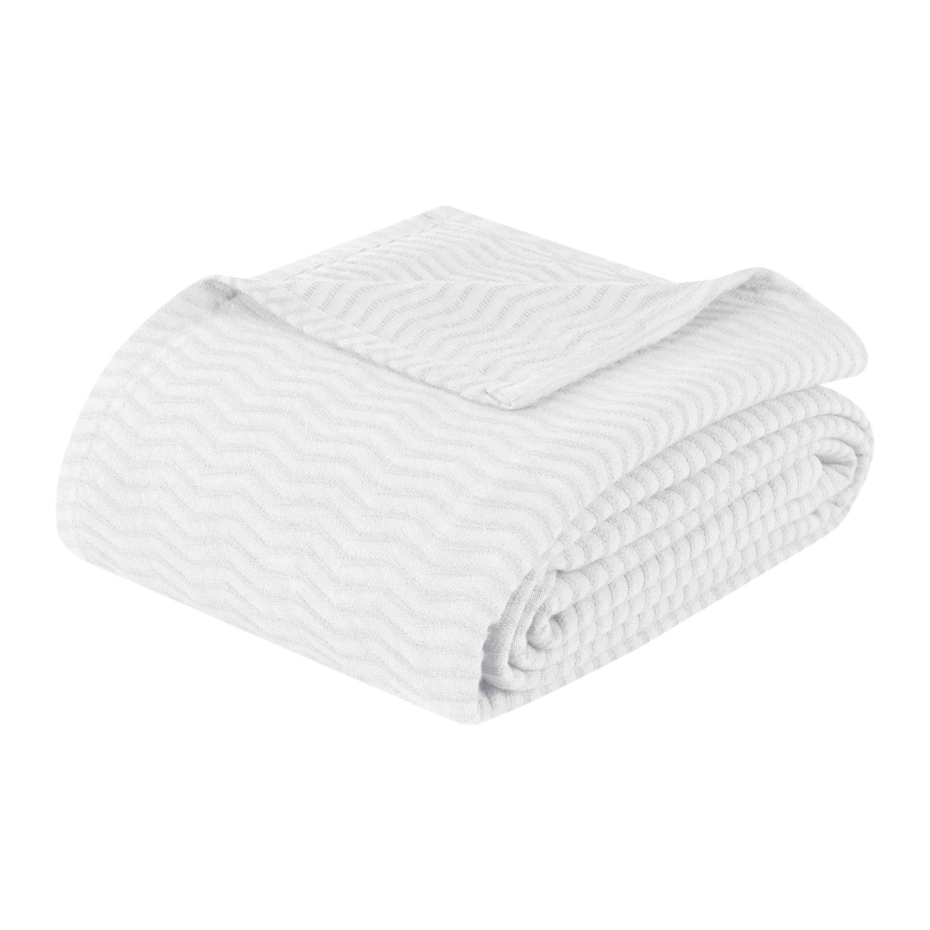 Jena Cotton Textured Chevron Lightweight Woven Blanket - Soft & Breathable Throw for Sofa, Bed & Outdoor Use - Cozy Home Decor & Picnic Essential