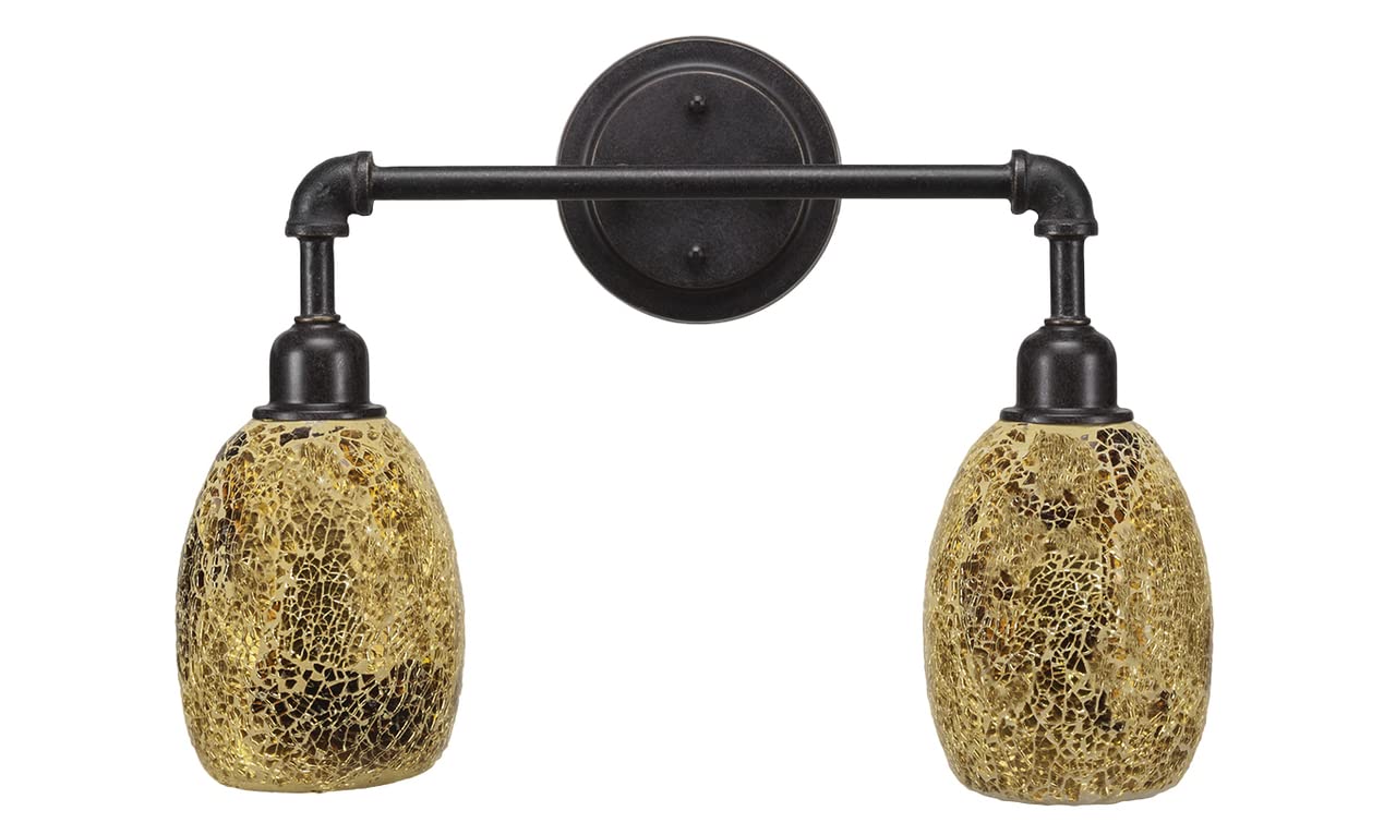 Vintage 2-Light Bathroom Vanity Light Fixture in Dark Granite - 182-DG-4175 - Perfect for Modern Farmhouse, Rustic or Industrial Style Bathrooms