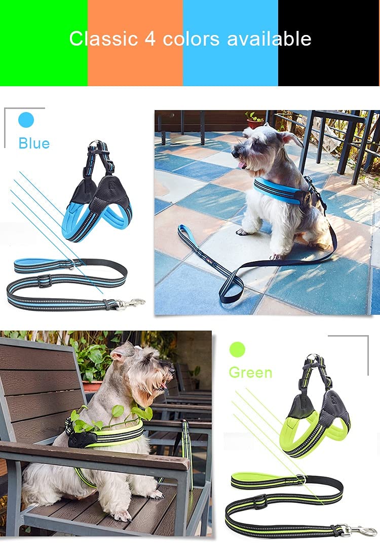 **Breathable Nylon Mesh Reflective Dog Harness & Leash Set - Adjustable Pet Collar for Small Medium Large Dogs - Perfect for Walking, Running, Hiking & Night Safety (Black)**