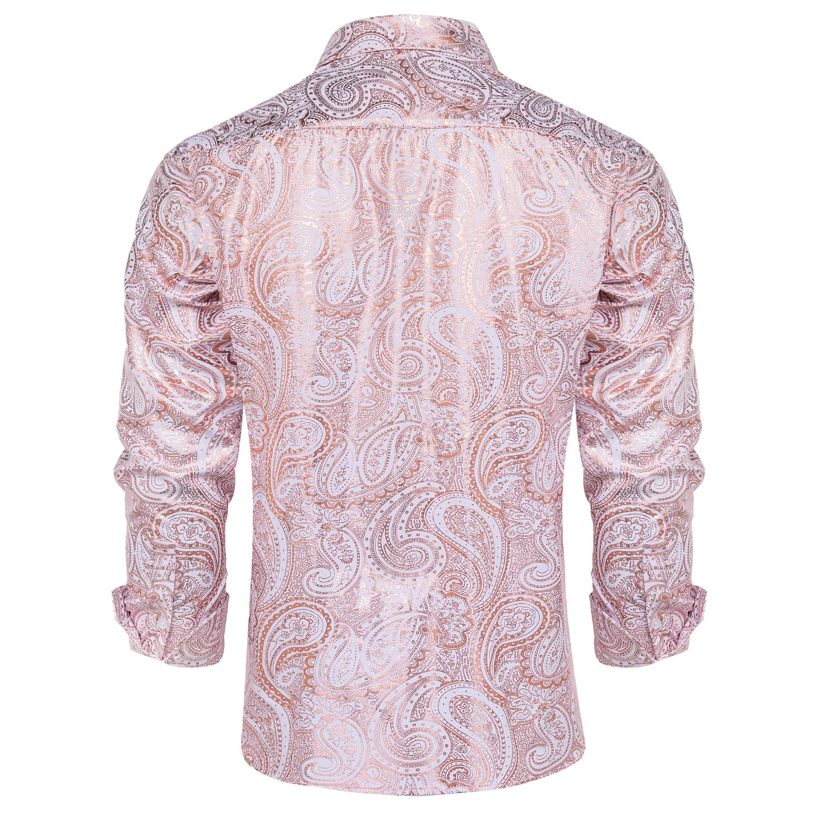 Luxury Men's Paisley Dress Shirt - Premium Printed Long Sleeve Button Down Shirt for Wedding, Prom & Formal Events | Breathable Regular Fit Shiny Business Shirt for Office, Party & Special Occasions