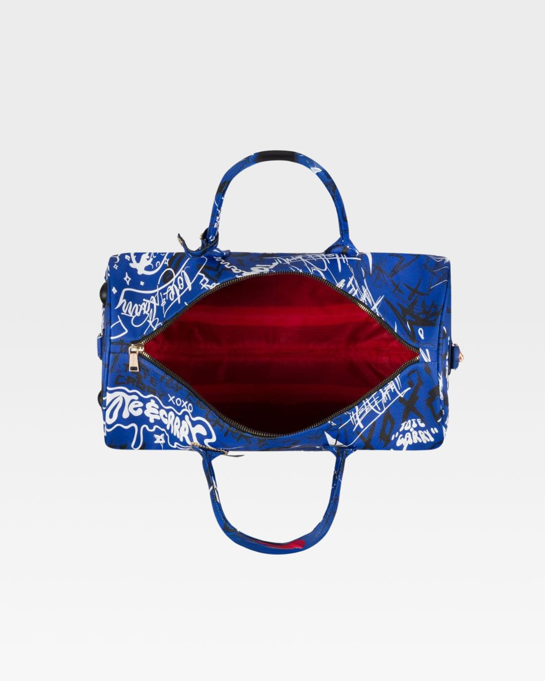Royal Blue Graffiti Tombstone Roller Duffle Bag Set - Stylish Travel Luggage for Urban Adventures & Weekend Getaways