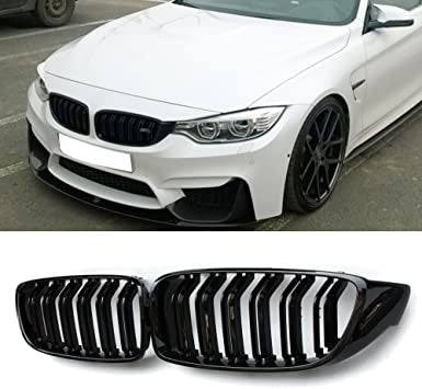 2014-2019 BMW 3 Series & 4 Series F32 F33 F36 F82 M4 F80 M3 Gloss Black Double Slat Kidney Grille - Front Bumper Replacement for Enhanced Style & Performance