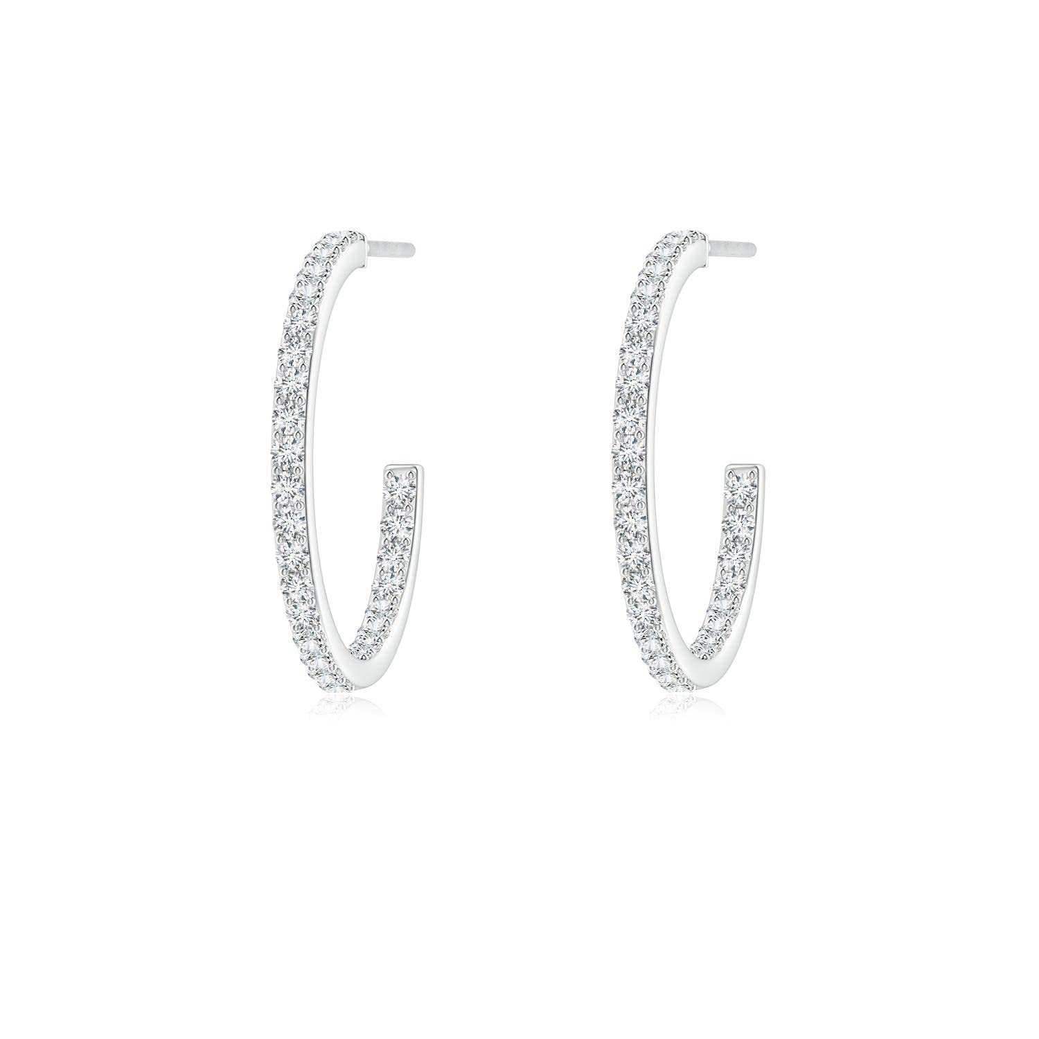 ANGARA 14K Solid Gold Natural Diamond Hoop Earrings for Women & Girls | April Birthstone Jewelry Gift for Her | Birthday, Wedding, Anniversary Present | Perfect for Everyday Wear, Date Nights & Special Occasions
