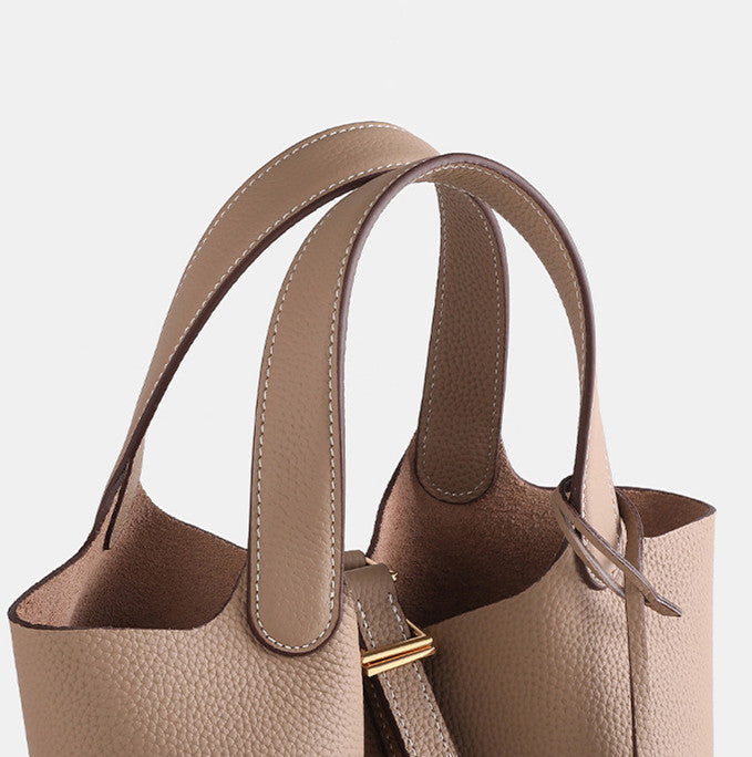 Stylish Genuine Leather Bucket Bag for Women - Trendy Crossbody Shoulder Handbag - Perfect for Work, Travel & Everyday Use