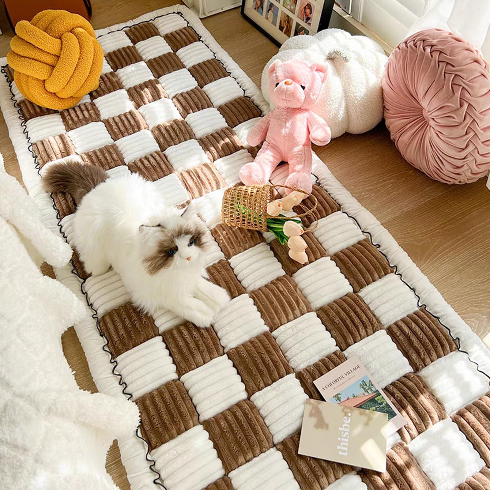 Washable Dog Couch Cover - Anti-Slip Pet Sofa Protector for Home Decor (Dark Brown)