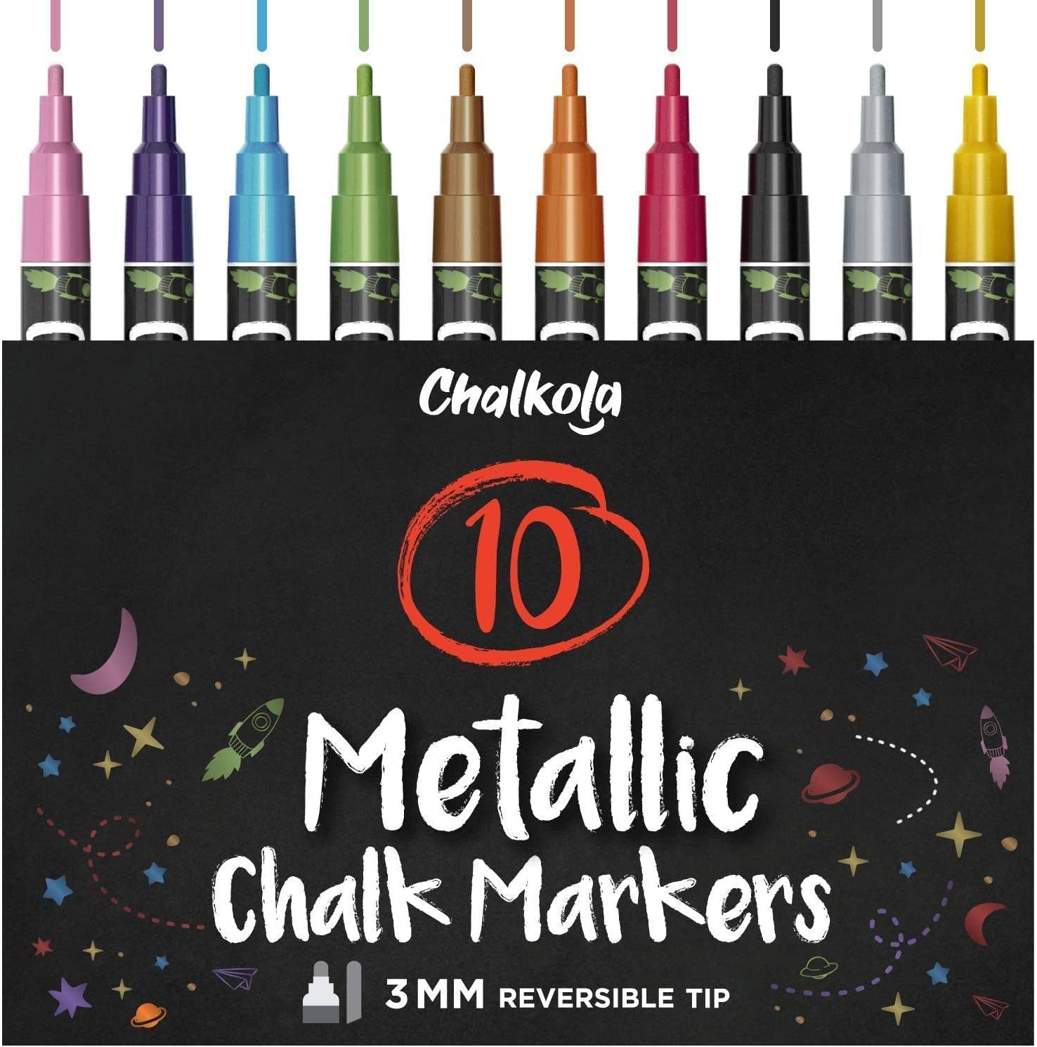 40 Fine Tip Neon, Pastel & Metallic Chalk Markers Set - Vibrant Colors for Art Projects, DIY Crafts, School Supplies & Bullet Journaling