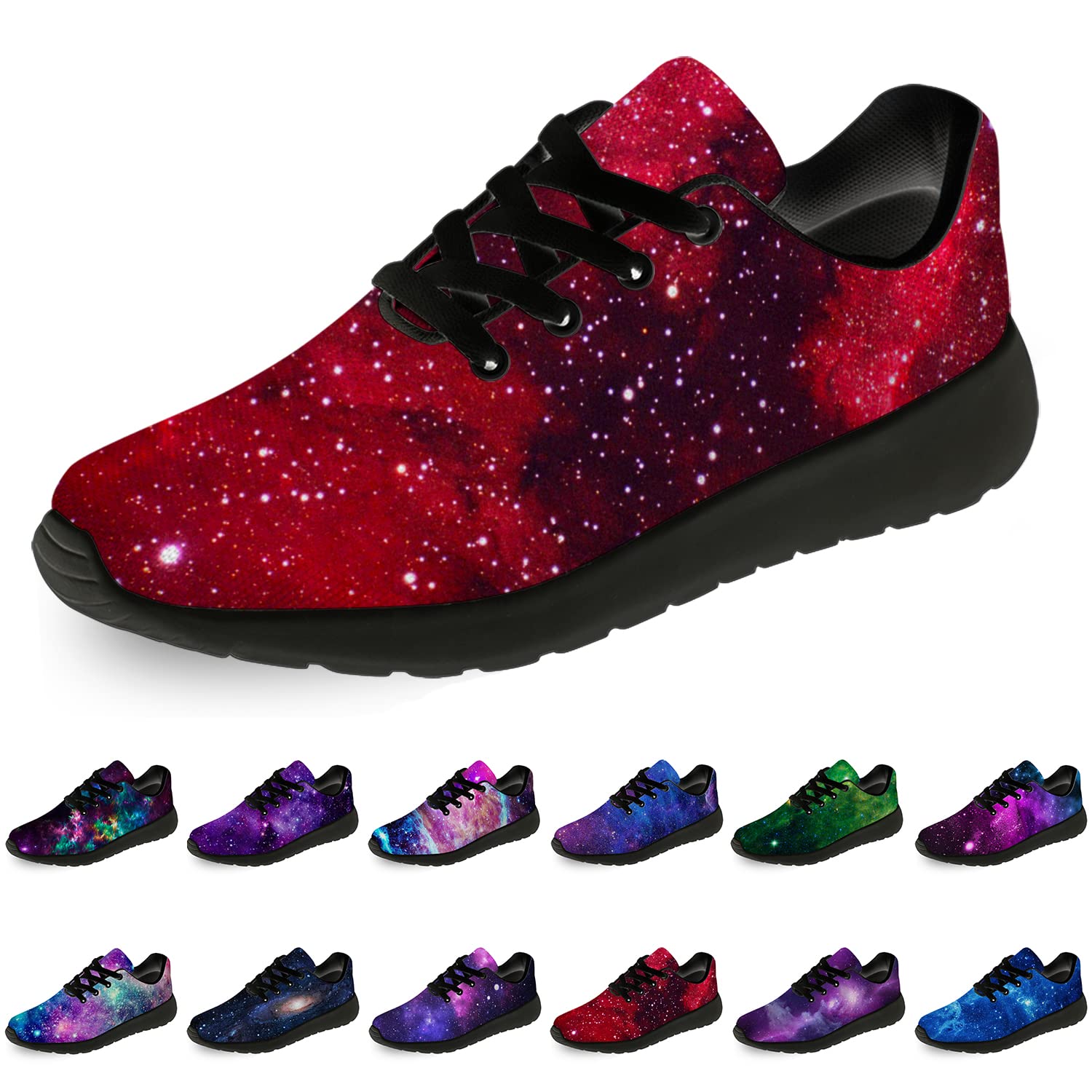 Unisex Galaxy Print Running Shoes for Women & Men - Lightweight Walking & Tennis Sneakers with Cosmic Space Design (Size 3.5 Men/5.5 Women, Black) - Perfect for Jogging, Gym Workouts & Casual Streetwear Fashion