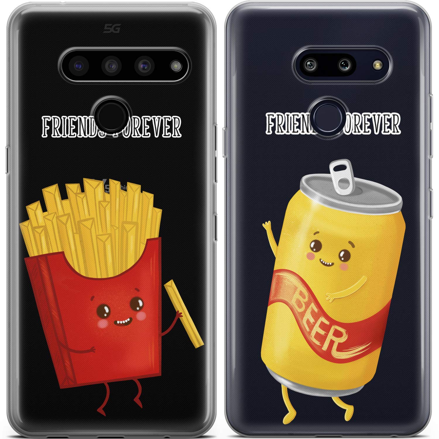 Cute Matching Phone Cases for iPhone 15 Pro Max/14 Plus/13/12 Mini/11/SE/XS/XR/8/7 - Best Friend BFF Junk Food Fries Design - 2-Pack Set - Perfect Gift for Birthday, Friendship Day & Couple Accessories