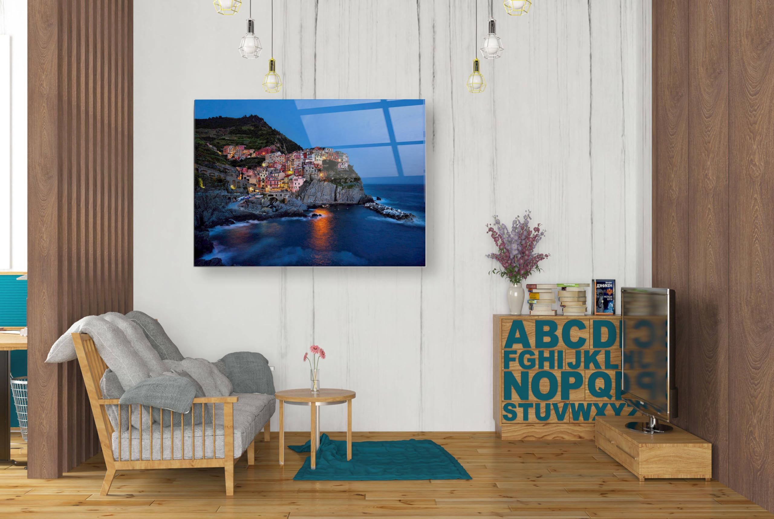 Epic Art 'Riviera' - Vibrant Acrylic Glass Wall Decor 24x36 Inches - Modern Home & Office Wall Art for Living Room, Bedroom, or Dining Area