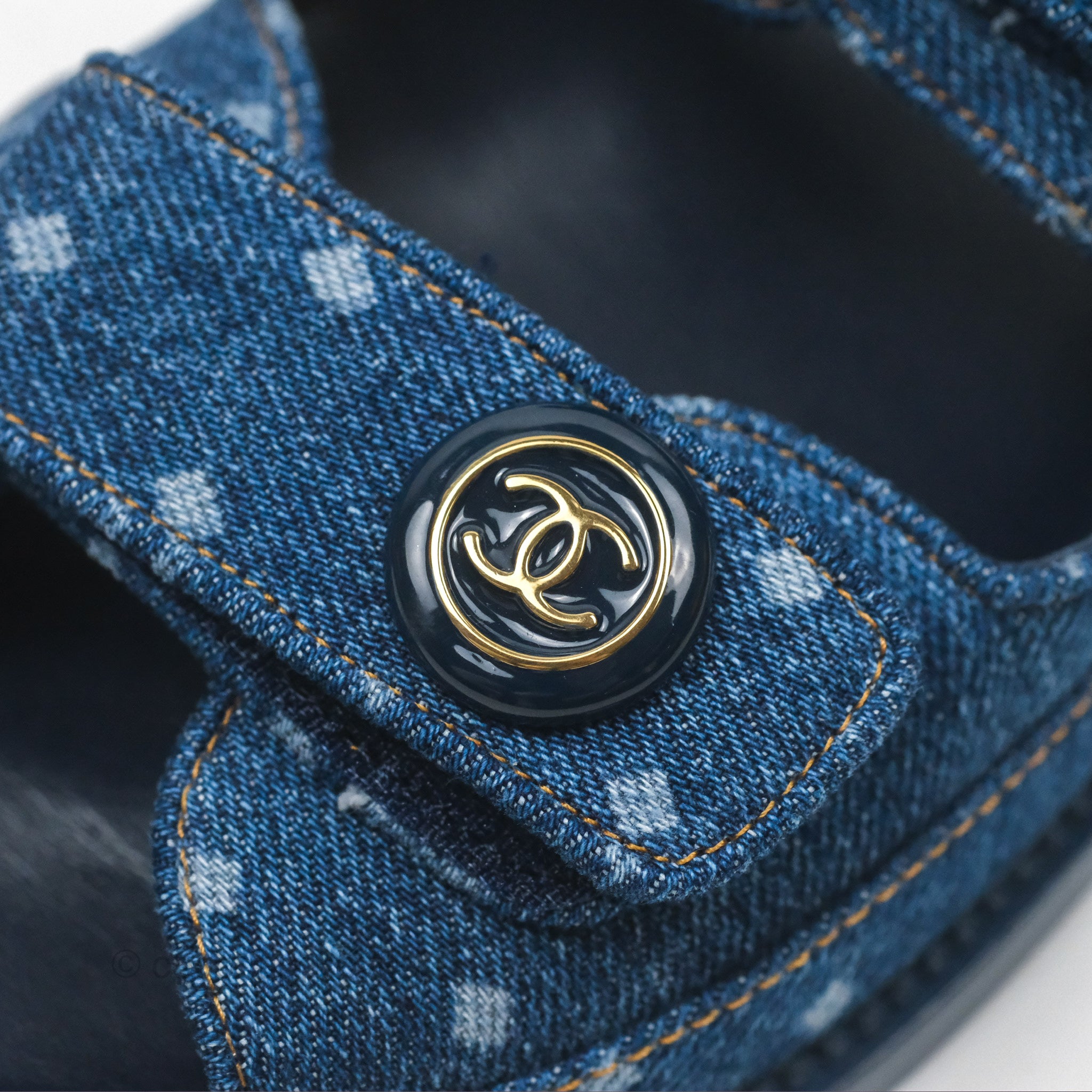Chanel CC Dots Dad Sandals in Denim Blue - Size 36.5 | Women's Luxury Fashion Sandals for Summer Outfits & Beach Vacations