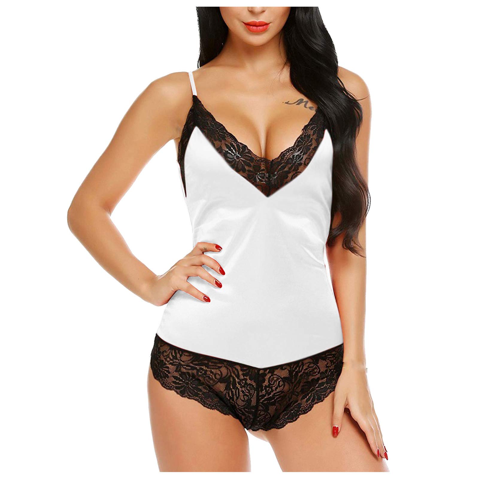 Sexy Lingerie for Women - Lace Bodysuit Babydoll Chemise Sleepwear for Romantic Nights & Special Occasions | Valentine's Day Gift, Honeymoon, Boudoir Photo Shoot