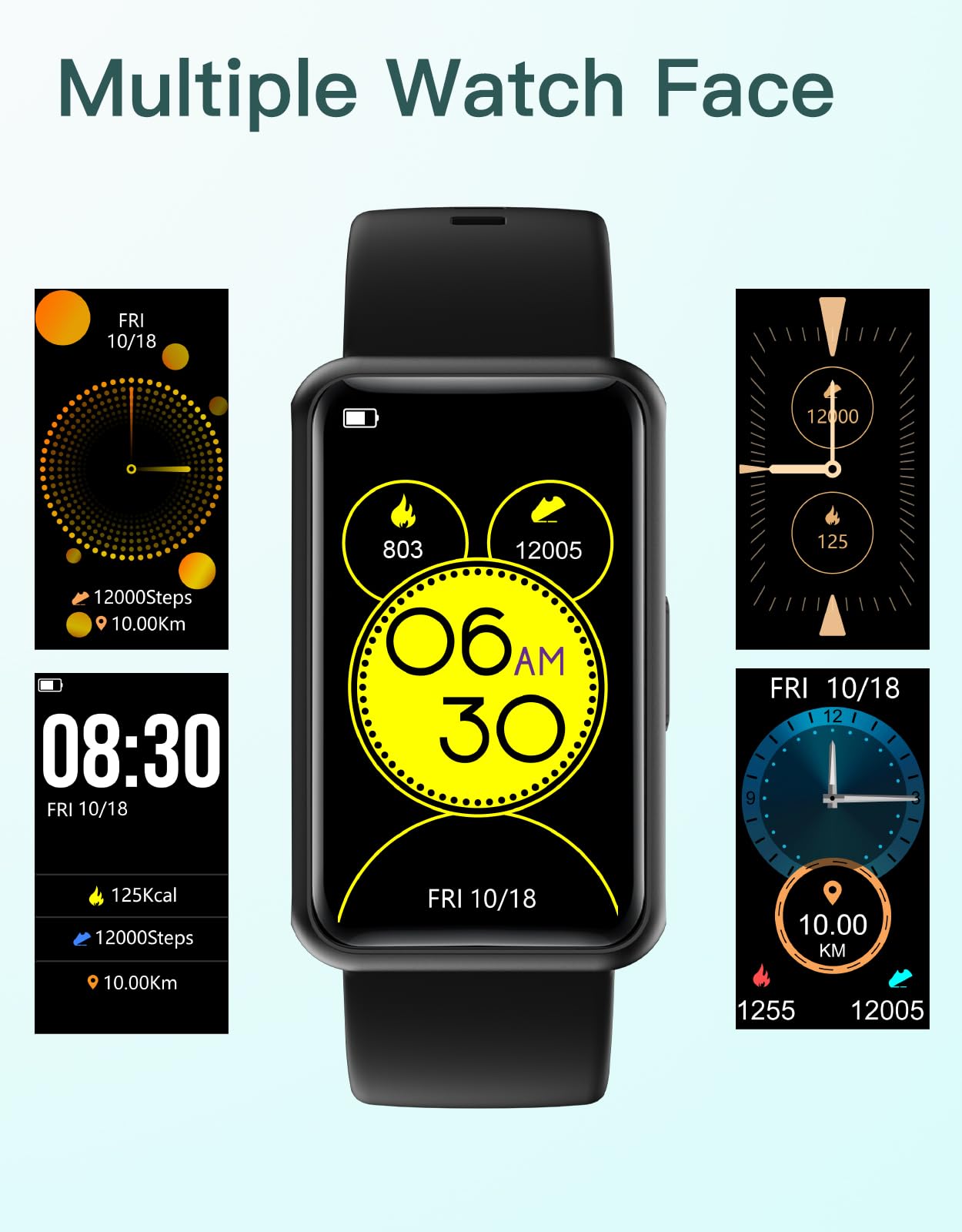 HUAKUA Fitness Tracker - No Bluetooth/APP Needed, IP68 Waterproof Smart Watch for Men & Women with Touch Screen, Step Counter, Calorie & Sleep Tracker, Alarm Clock (Black) - Perfect for Running, Swimming & Daily Activity Tracking
