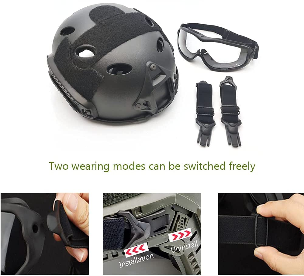 Tactical Airsoft Fast Helmet with Foldable Half-Face Mesh Mask & Goggles - Full Face Protection Set for Airsoft, Paintball, and Outdoor Sports