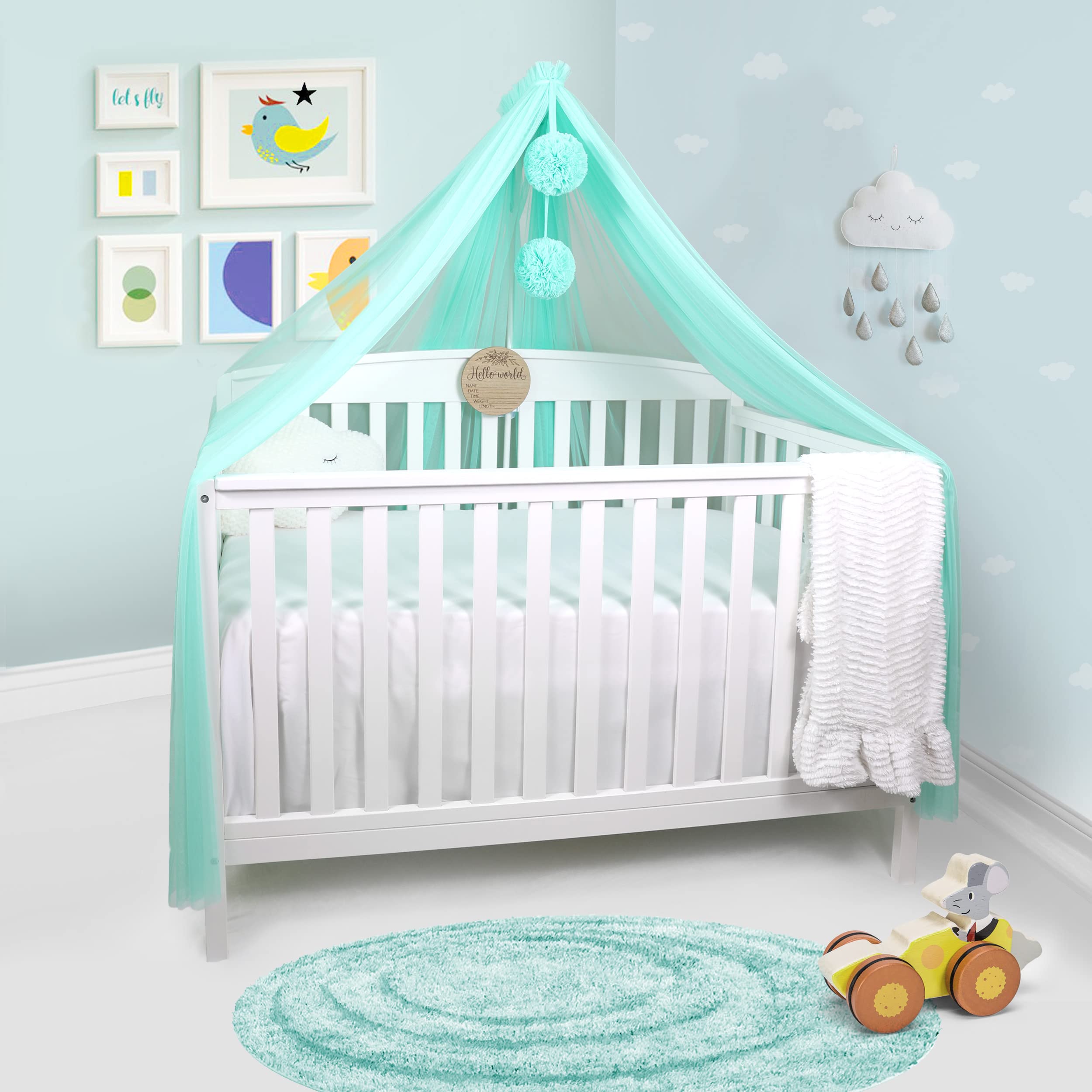SUHEYLA Baby Crib Canopy Net - Nursery Bed Canopy for Infant & Toddler Room - Customizable Crib Canopy with Mosquito Protection - Mint Green Baby Shower Gift & Nursery Decor for Girls & Boys - Perfect for Newborn Sleep Safety & Room Aesthetics